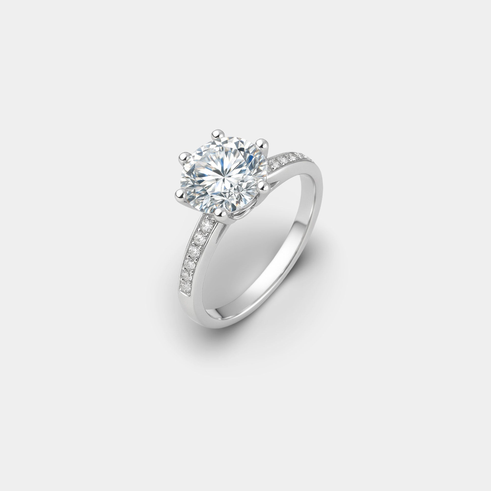 Classic Halo Round Cut Engagement Ring | Premium Metal - MH ELEGANCE - classic halo round cut engagement ring detail close-up from MH Elegance luxury wedding rings collection - Ring