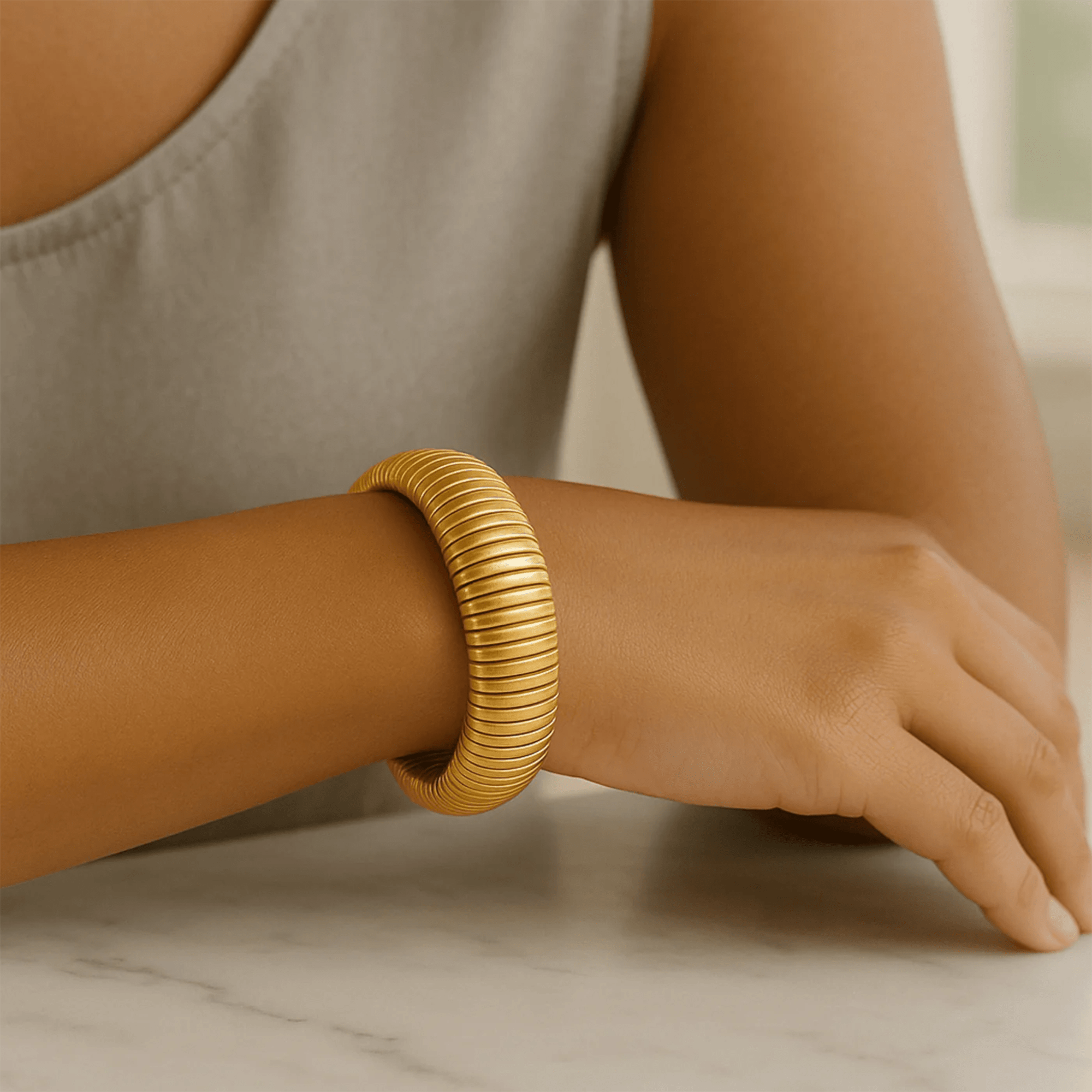 Cobra Coil Bracelet | 14K Gold | Bold Statement Bangle | Luxury Design - MH ELEGANCE - Cobra Bracelet Coil Design - MH ELEGANCE - Bracelet