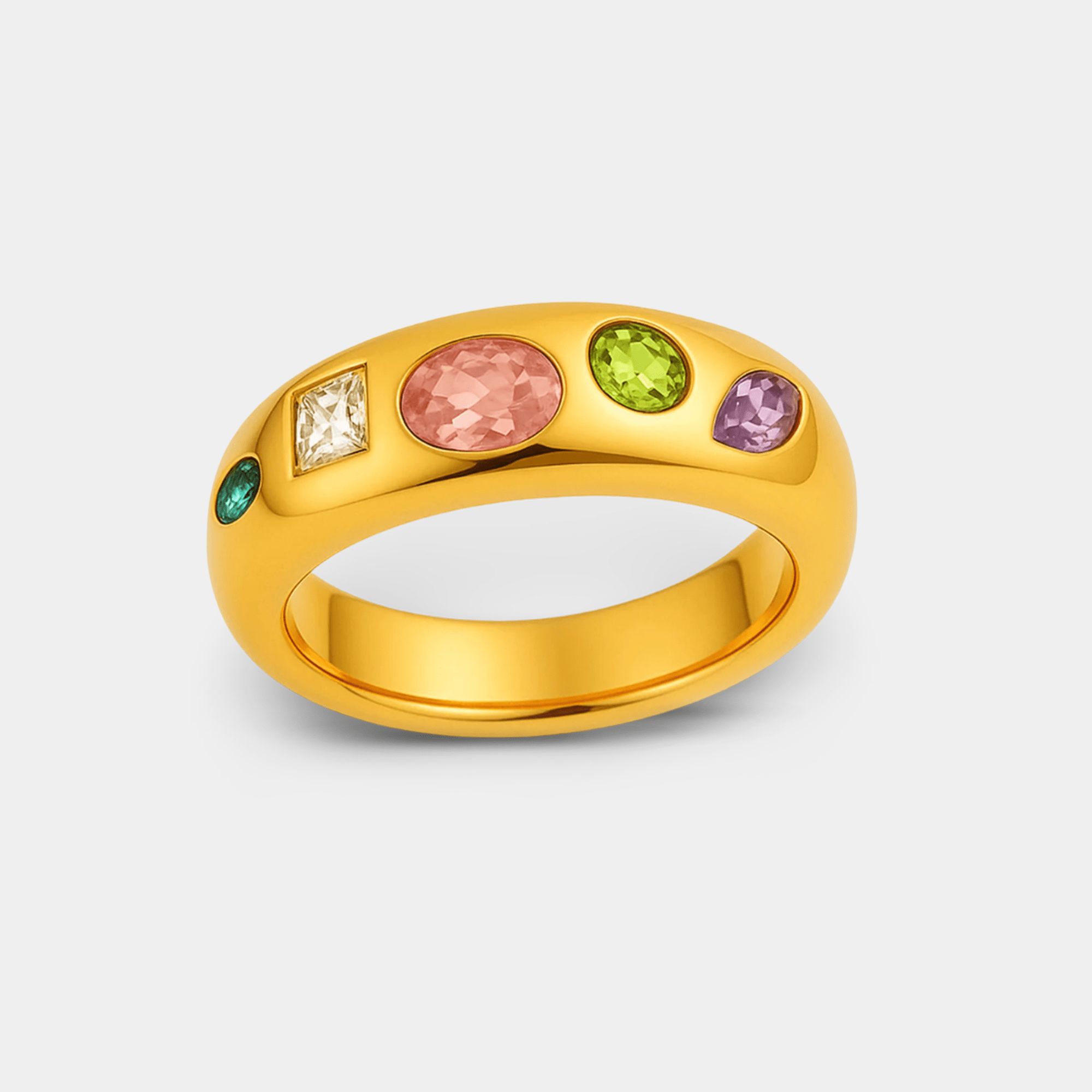 Confetti Multi-Gemstone Ring | Colorful Gemstone Statement Ring | 14K Gold – MH ELEGANCE - MH ELEGANCE - Confetti Multi-Gemstone Ring - MH ELEGANCE -