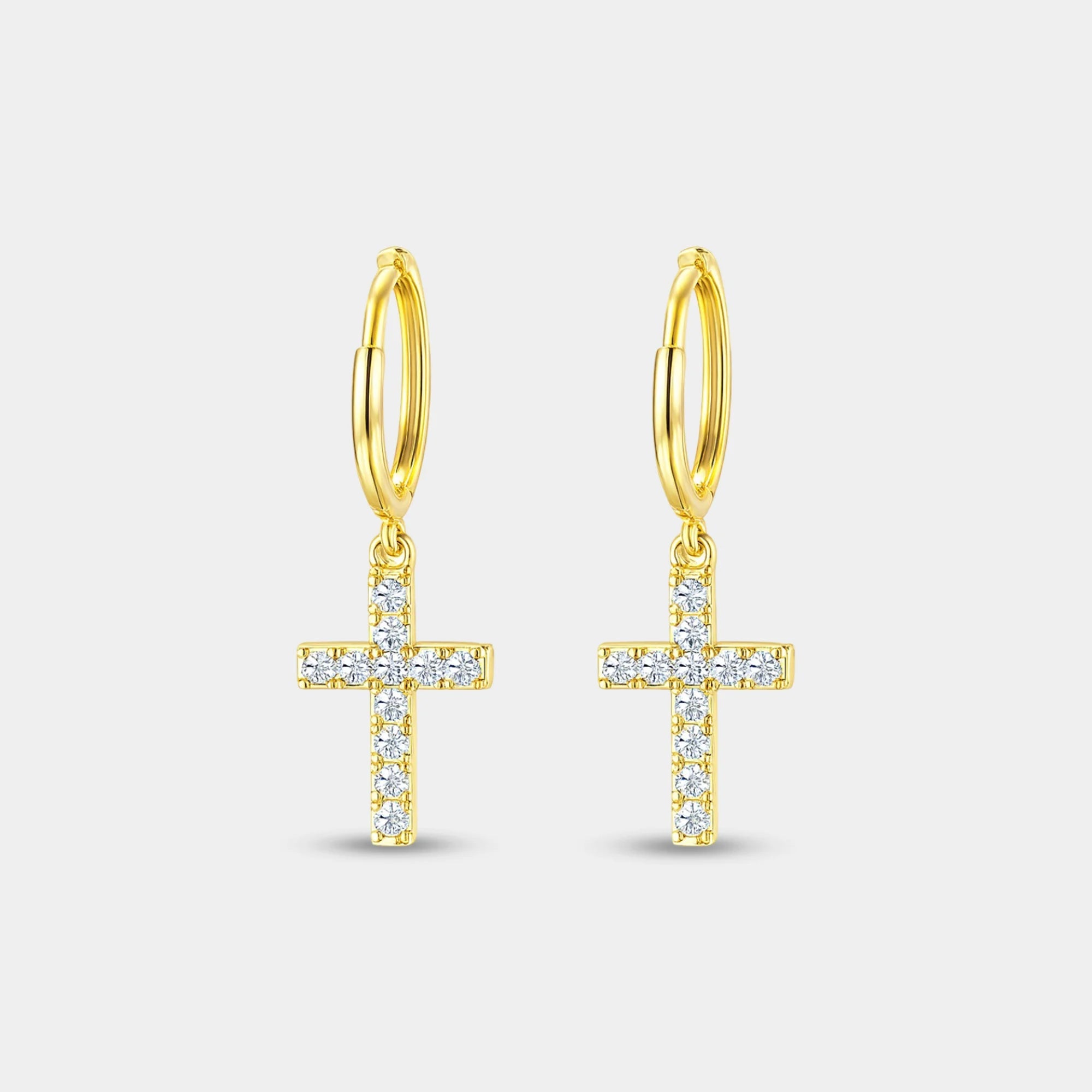 Cross Dangle Hoop Earrings - MH ELEGANCE - Cross Dangle Hoop Earrings -