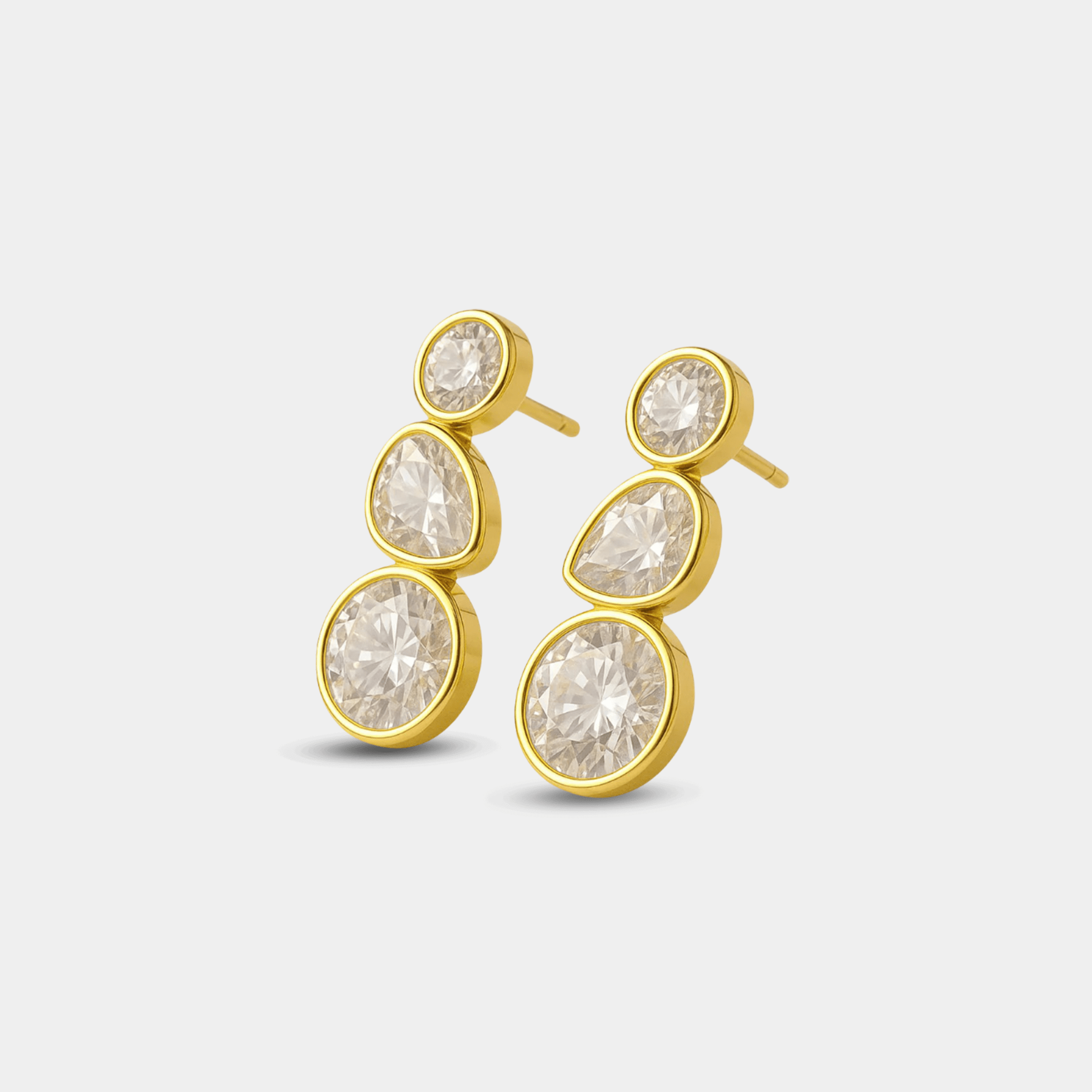 Crystal Drop Earrings | Cubic Zirconia | 14K Gold Sparkle Dangles – MH ELEGANCE - MH ELEGANCE - Crystal Drop Earrings - MH ELEGANCE - Earrings