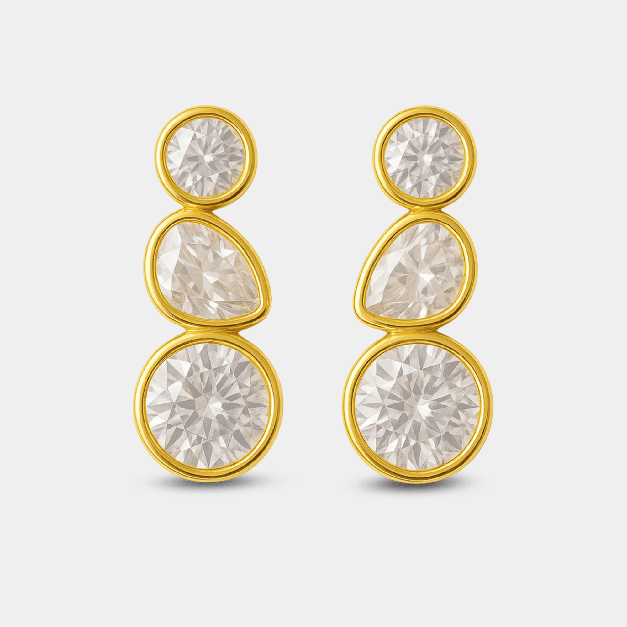 Crystal Drop Earrings | Cubic Zirconia | 14K Gold Sparkle Dangles – MH ELEGANCE - MH ELEGANCE - Crystal Drop Earrings - MH ELEGANCE - Earrings