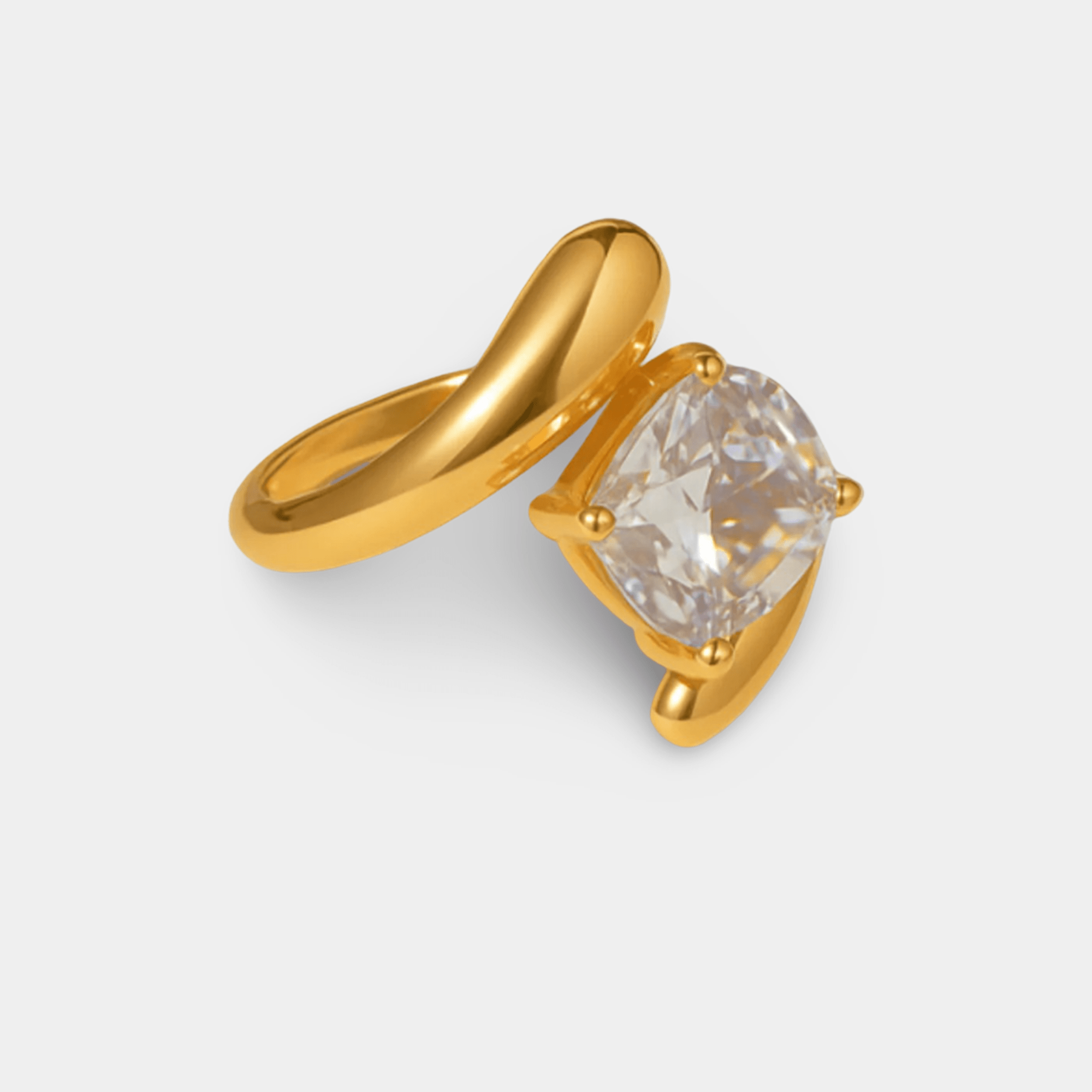 Cushion Cut Twist Ring | Cushion CZ Twisted Shank Ring | 14K Gold – MH ELEGANCE - MH ELEGANCE - Cushion Cut Twist Ring - MH ELEGANCE -