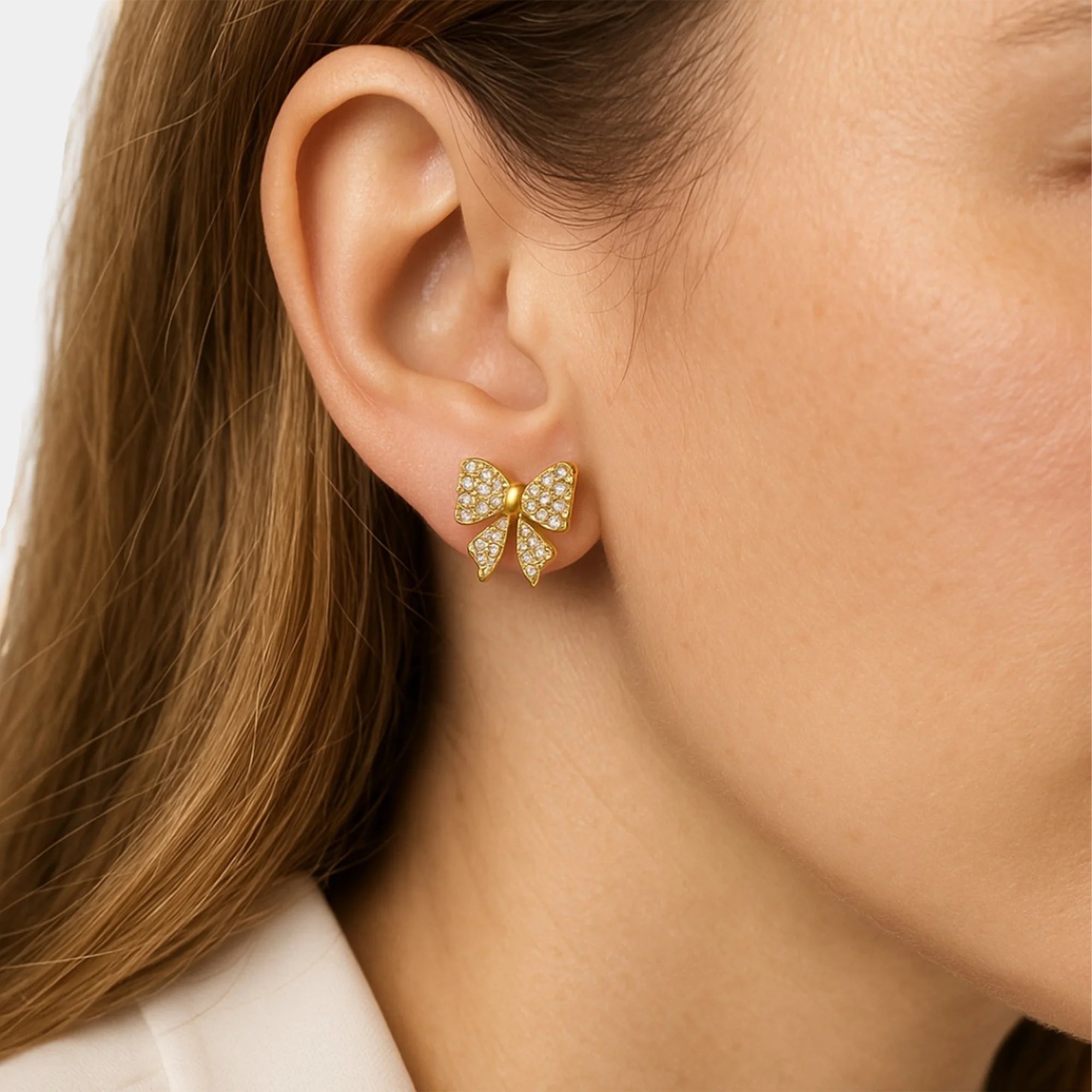 Dainty Bow Sparkle Earrings - MH ELEGANCE - Dainty Bow Sparkle Earrings -
