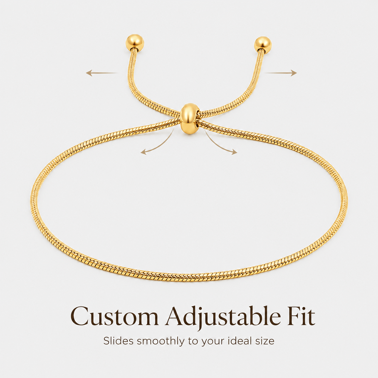 Dainty Gold Slider Bracelet | Adjustable Minimalist Luxury | Everyday Layering - MH ELEGANCE - Dainty Gold Slider Bracelet | Adjustable Minimalist Luxury | Everyday Layering - Bracelet