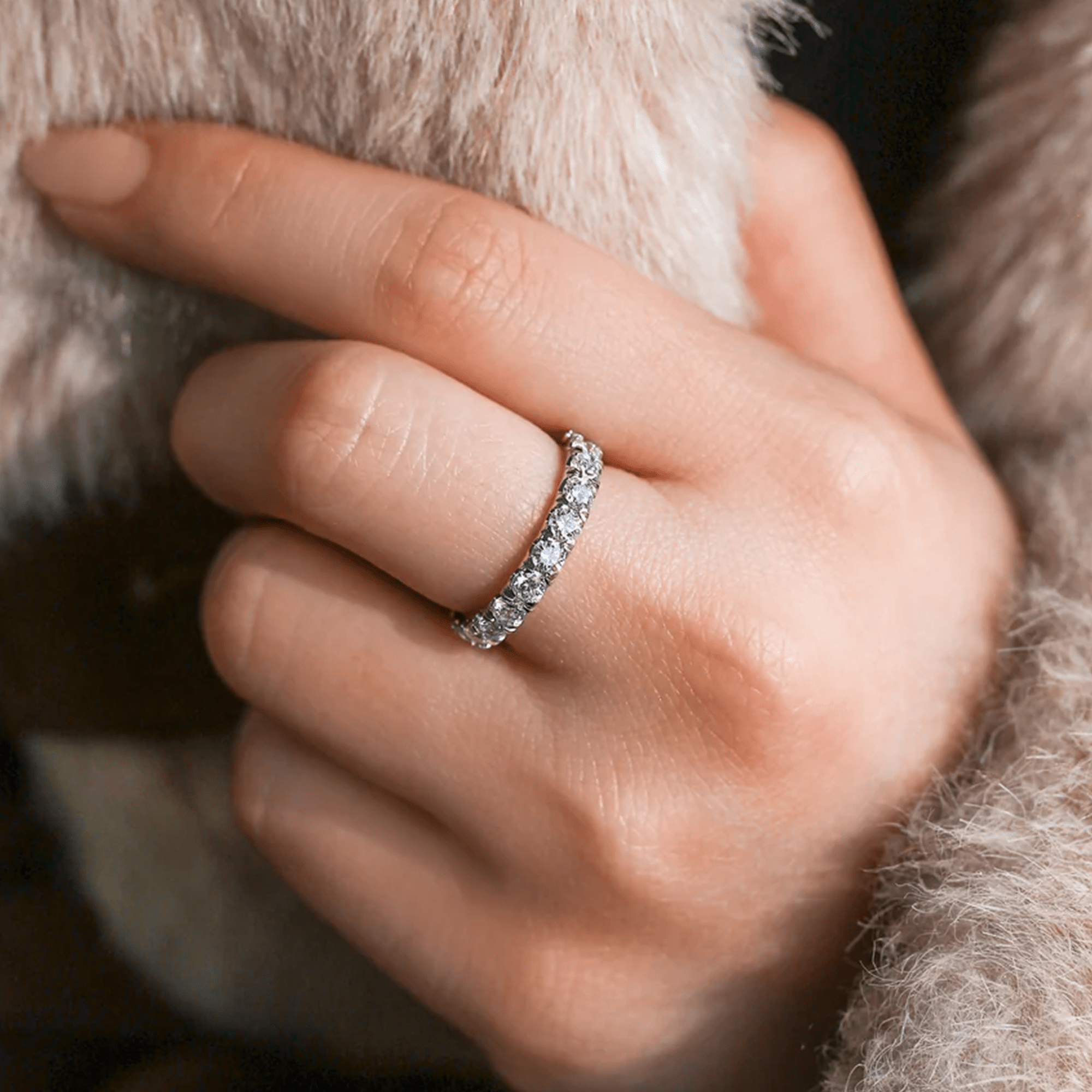 Close detail of the MH Elegance gift packaging that comes with the white gold cubic zirconia eternity ring