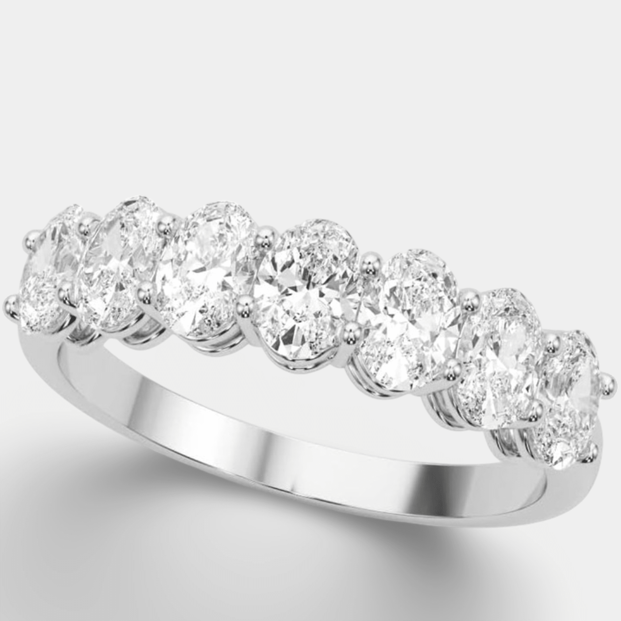 Diamond Seven Stone Anniversary Band | 14K Yellow Gold / White Gold - MH ELEGANCE - diamond seven stone anniversary band angle view 2 from MH Elegance luxury wedding rings collection - Ring
