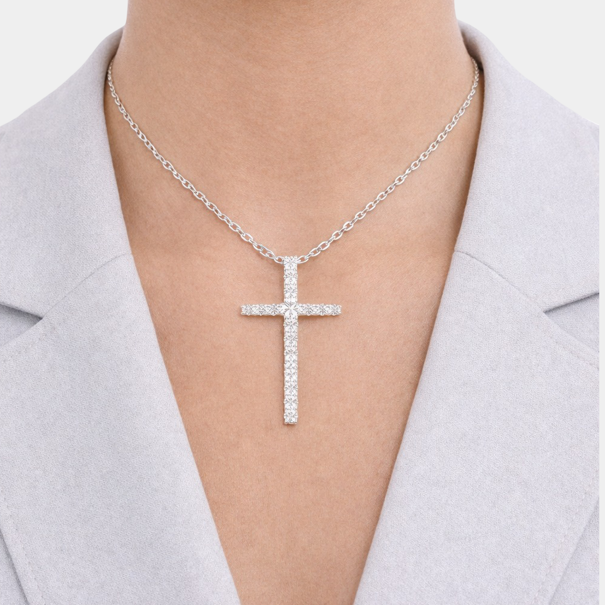 Divine Radiance Moissanite Cross Necklace - MH ELEGANCE - Divine Radiance Moissanite Cross Necklace - Necklace