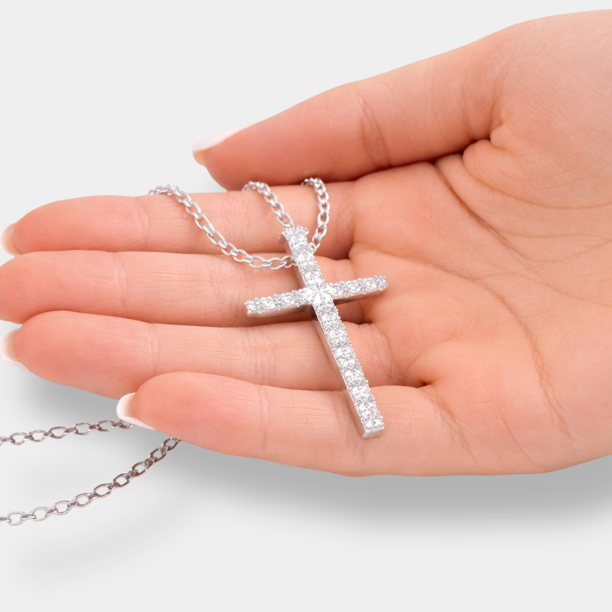 Divine Radiance Moissanite Cross Necklace - MH ELEGANCE - Divine Radiance Moissanite Cross Necklace - Necklace