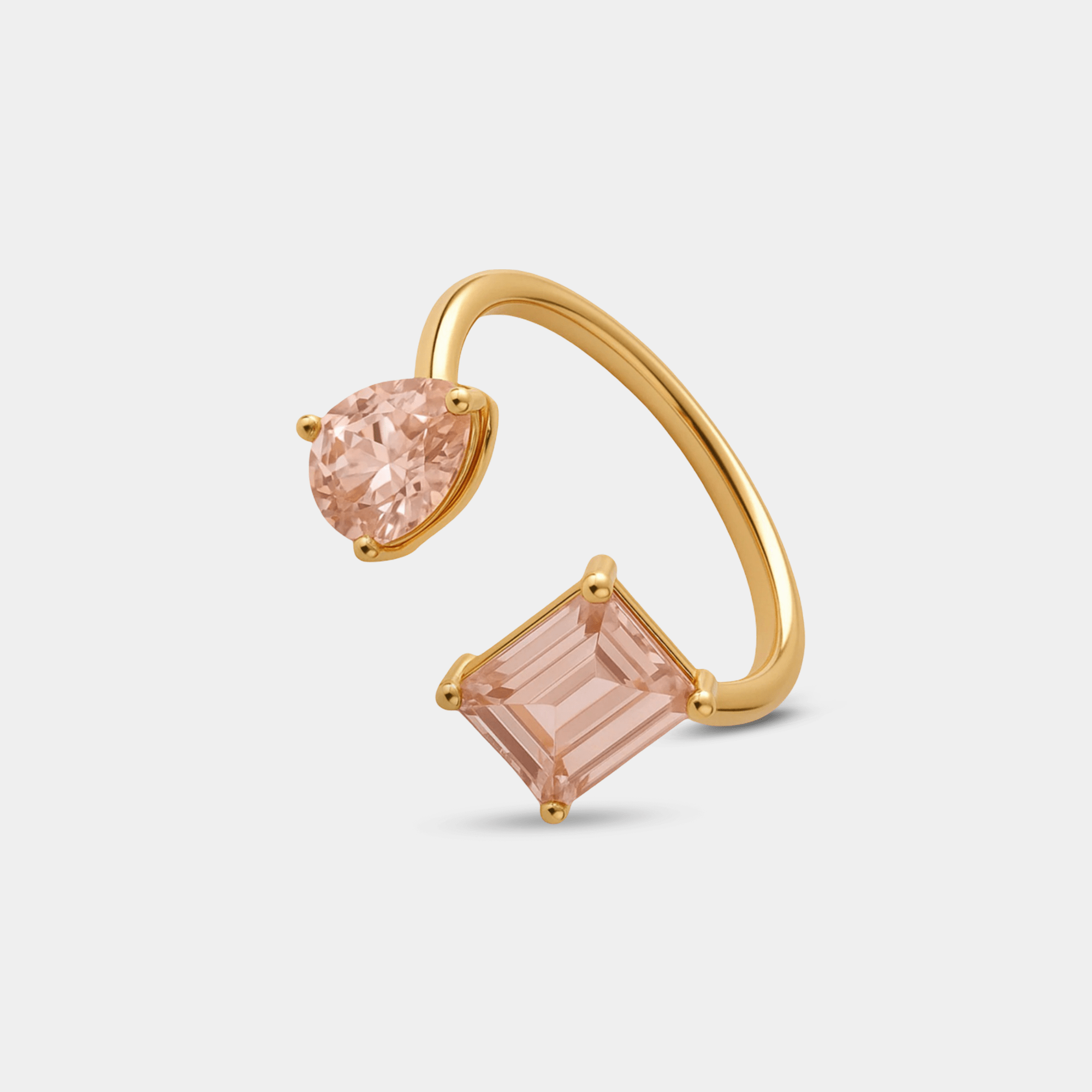 Dual Gemstone Crystal Ring | Two Stone Ring | 14K Gold – MH ELEGANCE - MH ELEGANCE - Dual Gemstone Crystal Ring - MH ELEGANCE -