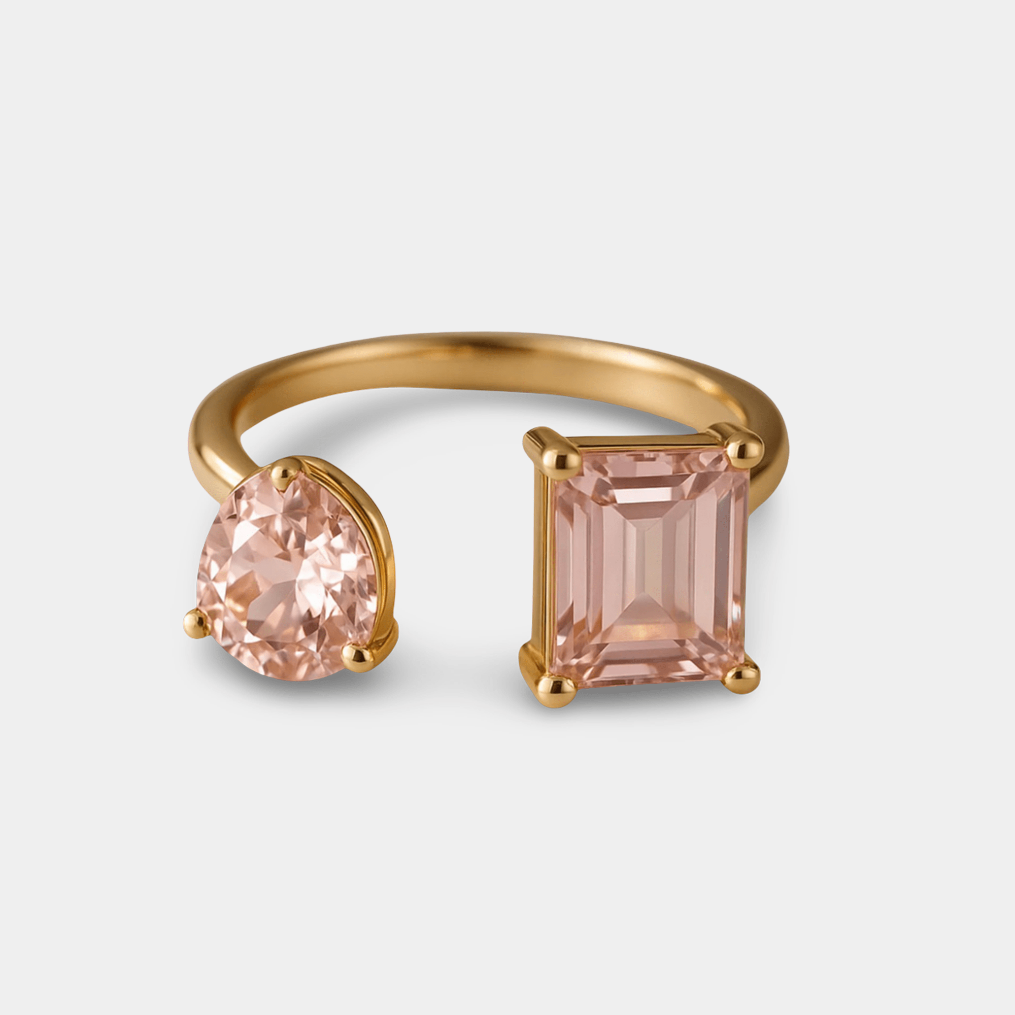 Dual Gemstone Crystal Ring | Two Stone Ring | 14K Gold – MH ELEGANCE - MH ELEGANCE - Dual Gemstone Crystal Ring - MH ELEGANCE -