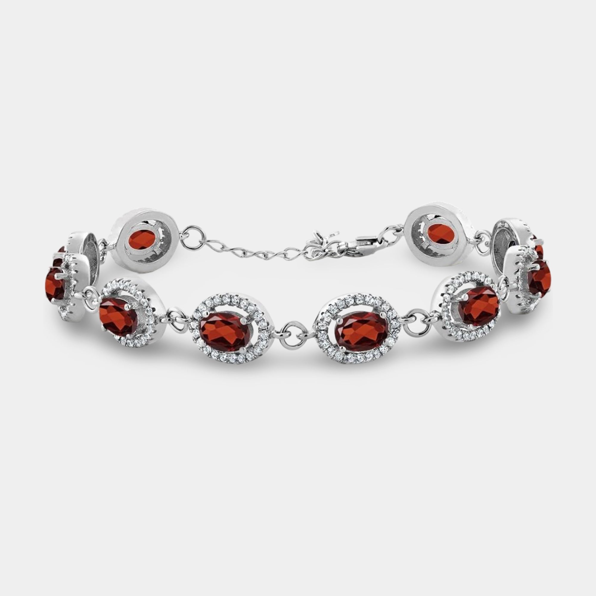 Eira Garnet Halo Tennis Bracelet - MH ELEGANCE - Eira Garnet Halo Tennis Bracelet - MH ELEGANCE -