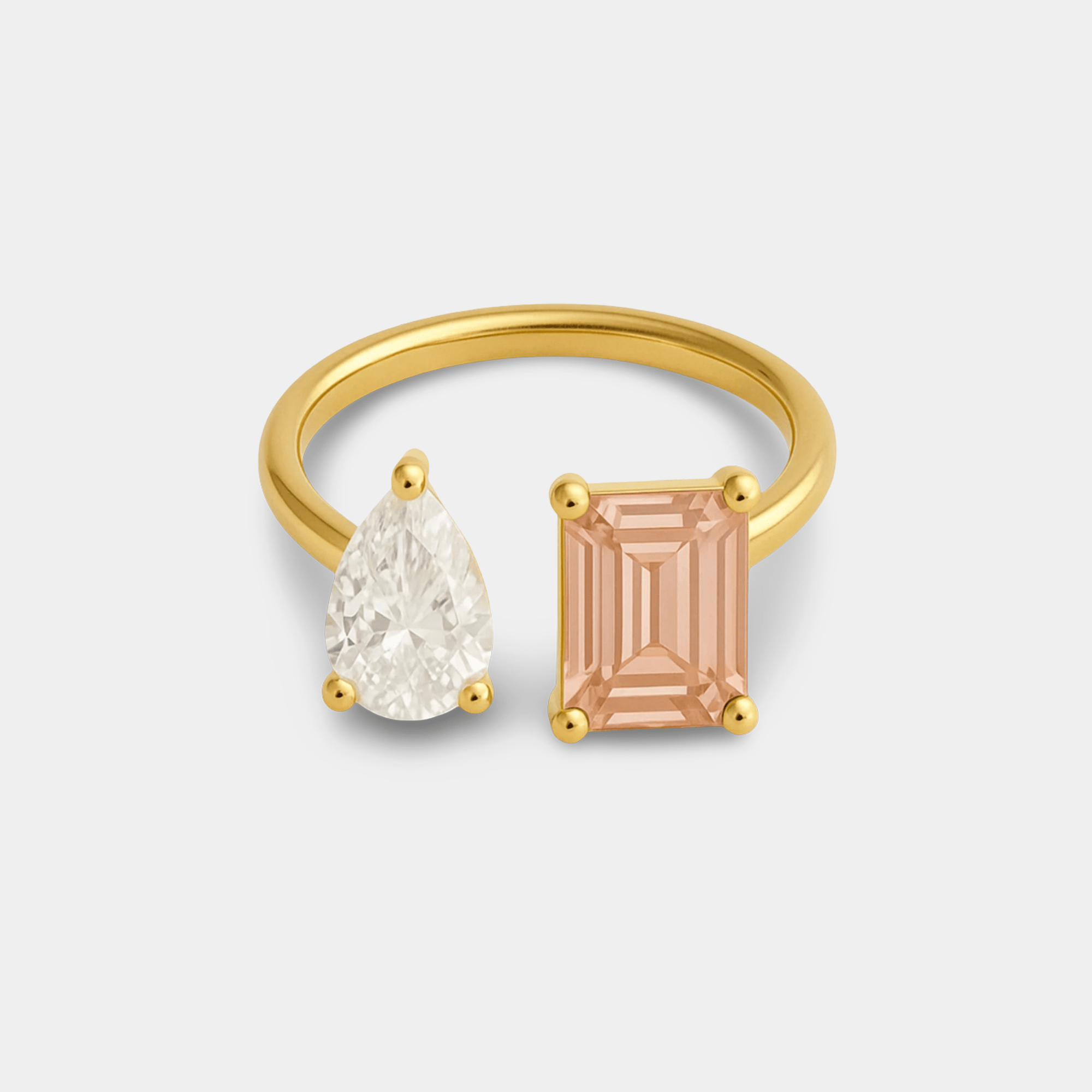 Elara Duo Ring | Dual Stone Statement Ring | 14K Gold – MH ELEGANCE - MH ELEGANCE - Elara Duo Ring - MH ELEGANCE -