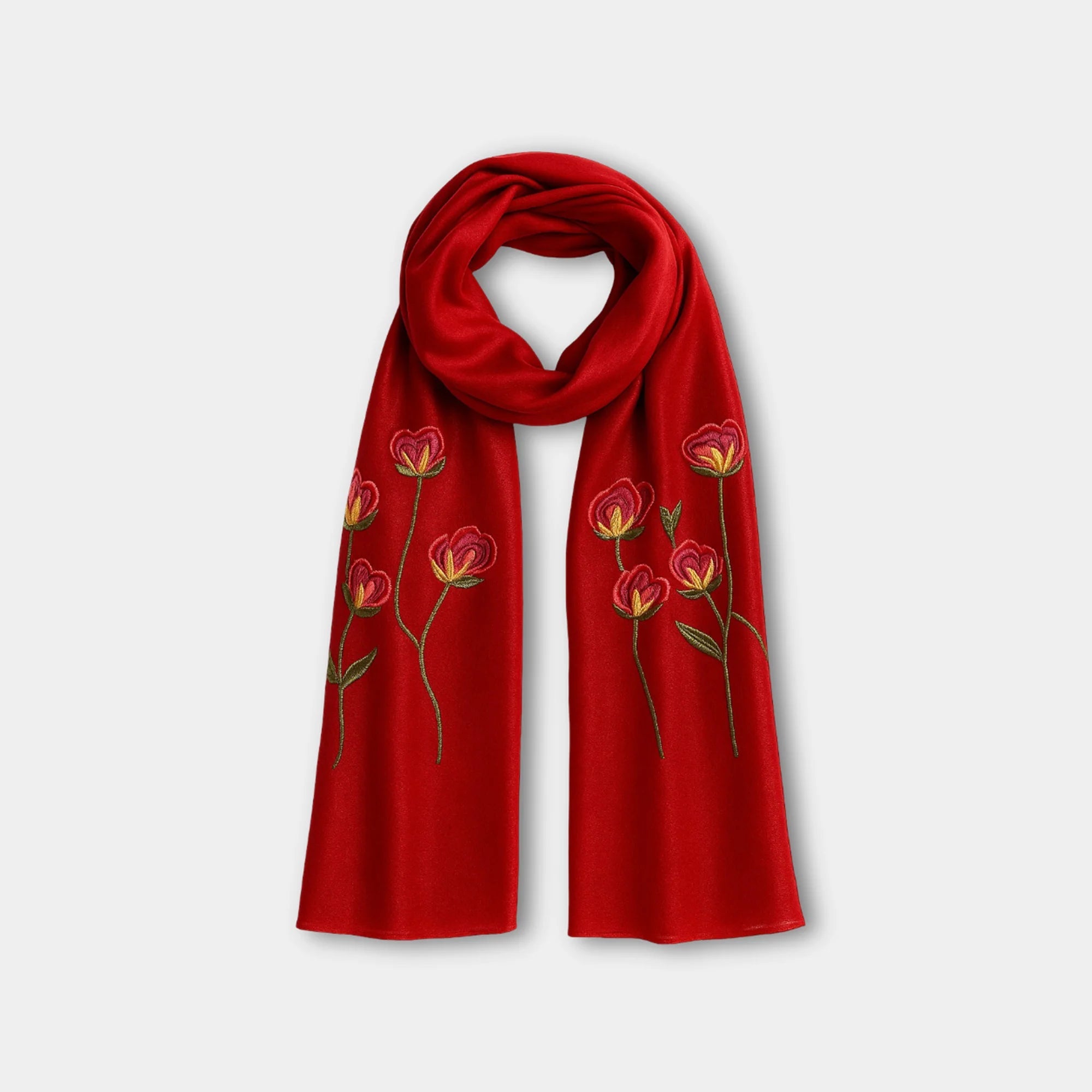 Embroidered Floral Lightweight Scarf | Artistic Details | Summer Elegance - MH ELEGANCE - Embroidered Floral Lightweight Scarf | Artistic Details | Summer Elegance -