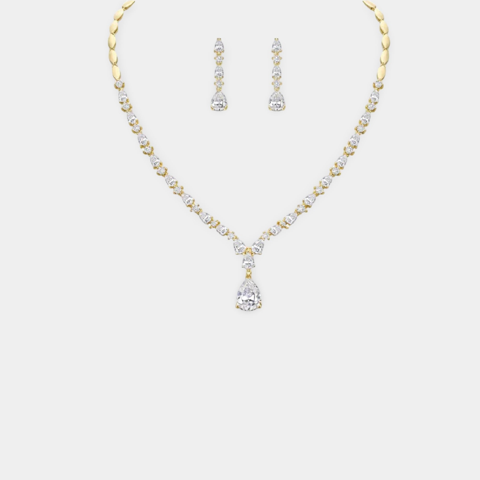 Eternal Elegance Teardrop Necklace Earrings Set - MH ELEGANCE - Eternal Elegance Teardrop Necklace Earrings Set - Pendant & Earring Set
