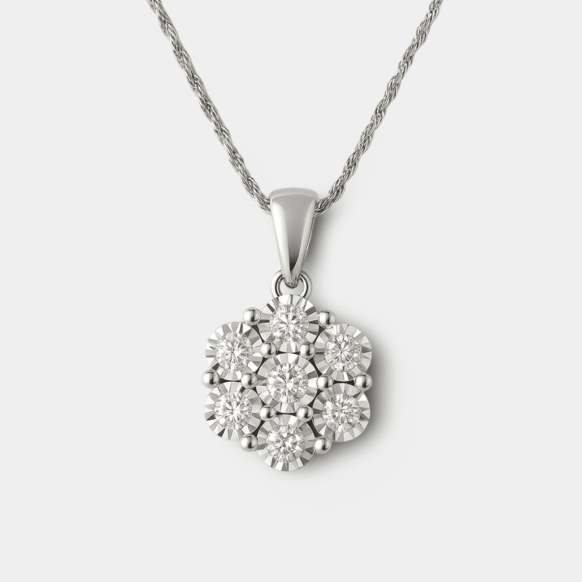 Flower Shaped Sparkly Diamond Necklace - MH ELEGANCE - Flower Shaped Sparkly Diamond Necklace - MH ELEGANCE - Necklace