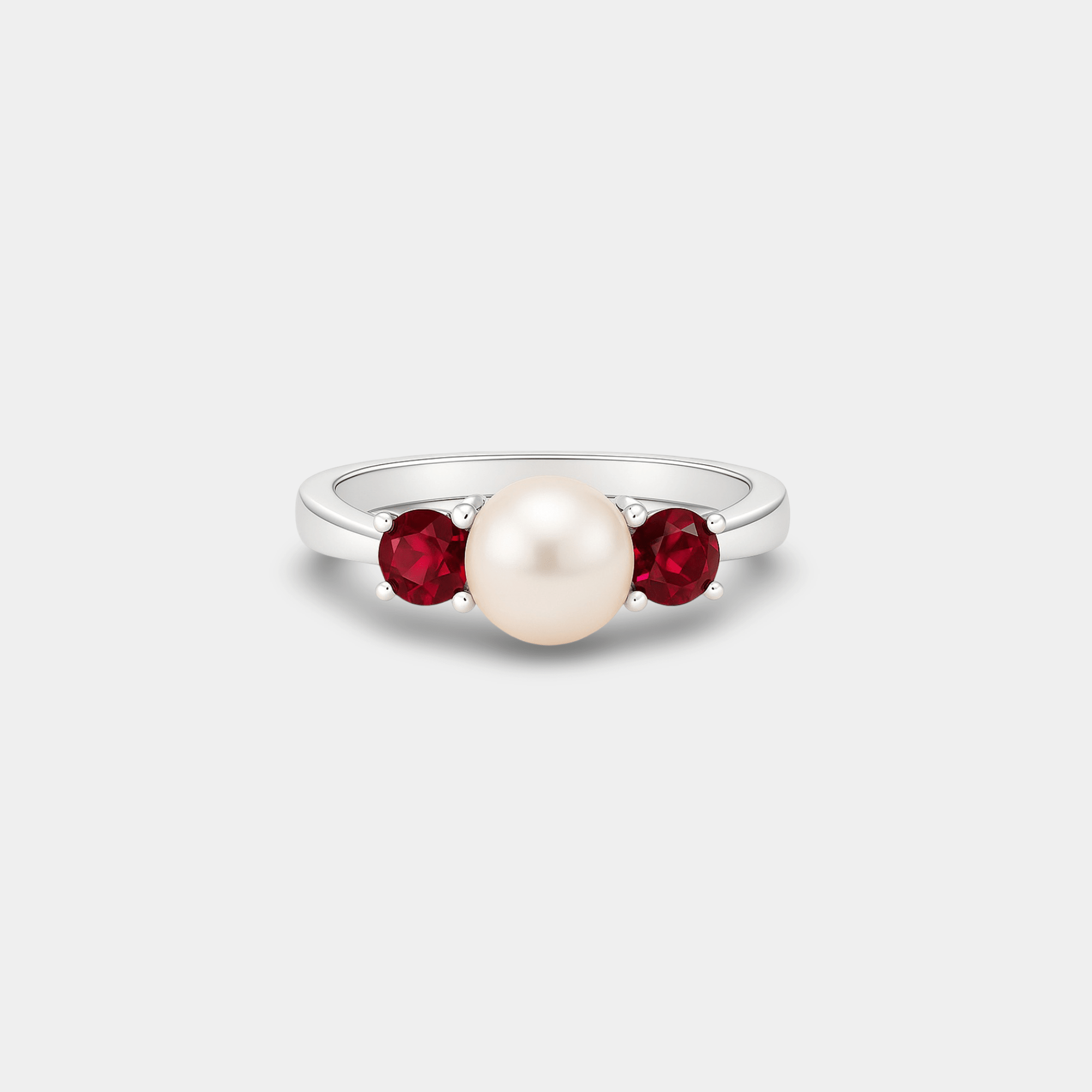 Freshwater Pearl & Red Ruby Ring - MH ELEGANCE - Freshwater Pearl & Red Ruby Ring - MH ELEGANCE -