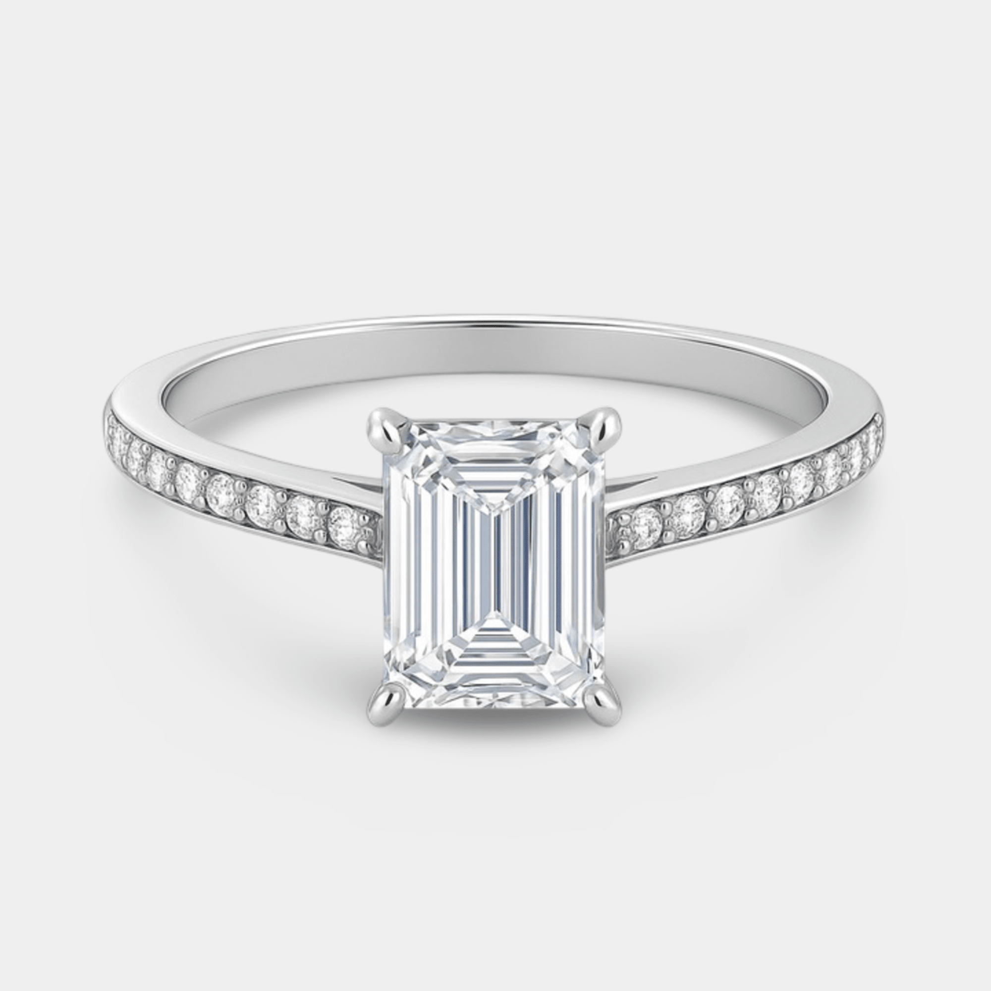Gem Stone Diamond Engagement Ring | 14K Gold - MH ELEGANCE - gem stone diamond engagement ring side angle view from MH Elegance luxury wedding rings collection - Ring