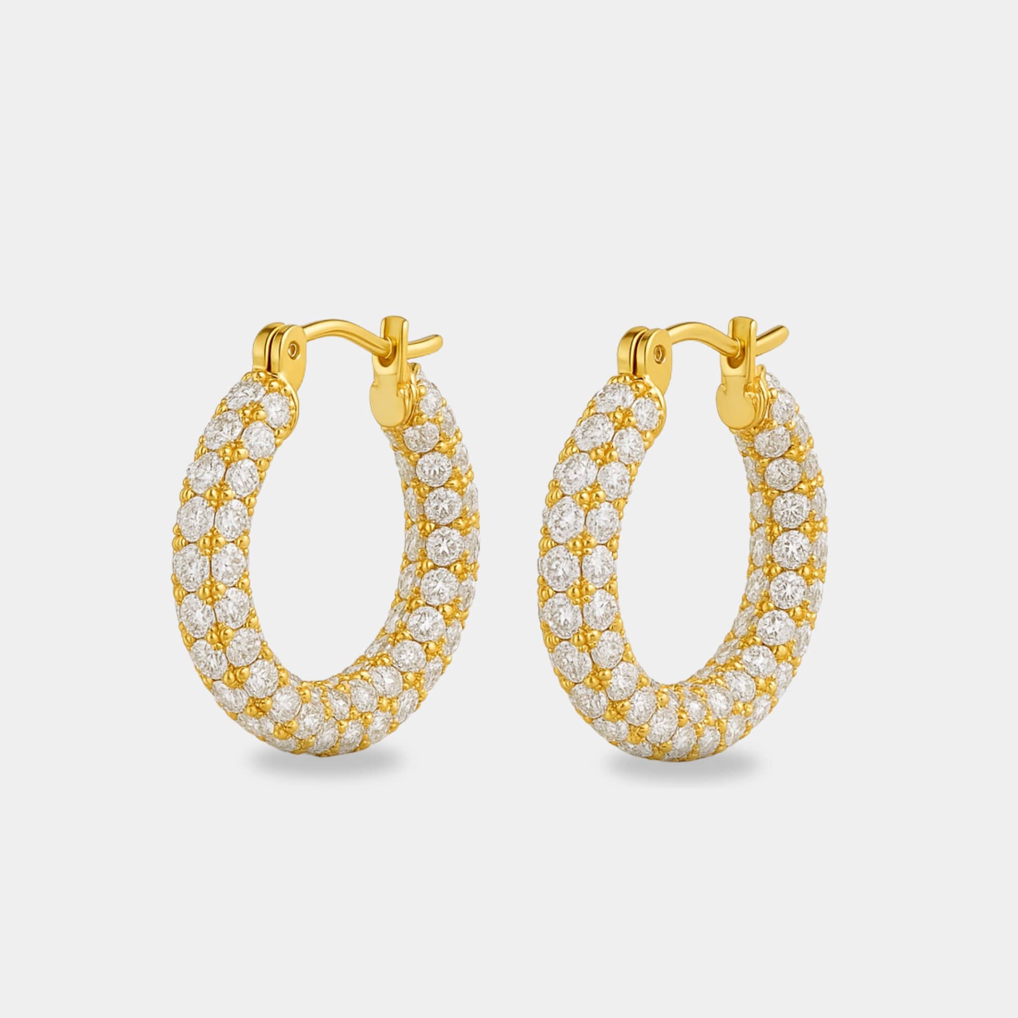 Gold Donut Hoop Earrings | 14K Gold Plated | Statement Tube Hoops – MH ELEGANCE - MH ELEGANCE - Huggie Hoop Earrings - MH ELEGANCE - Earrings