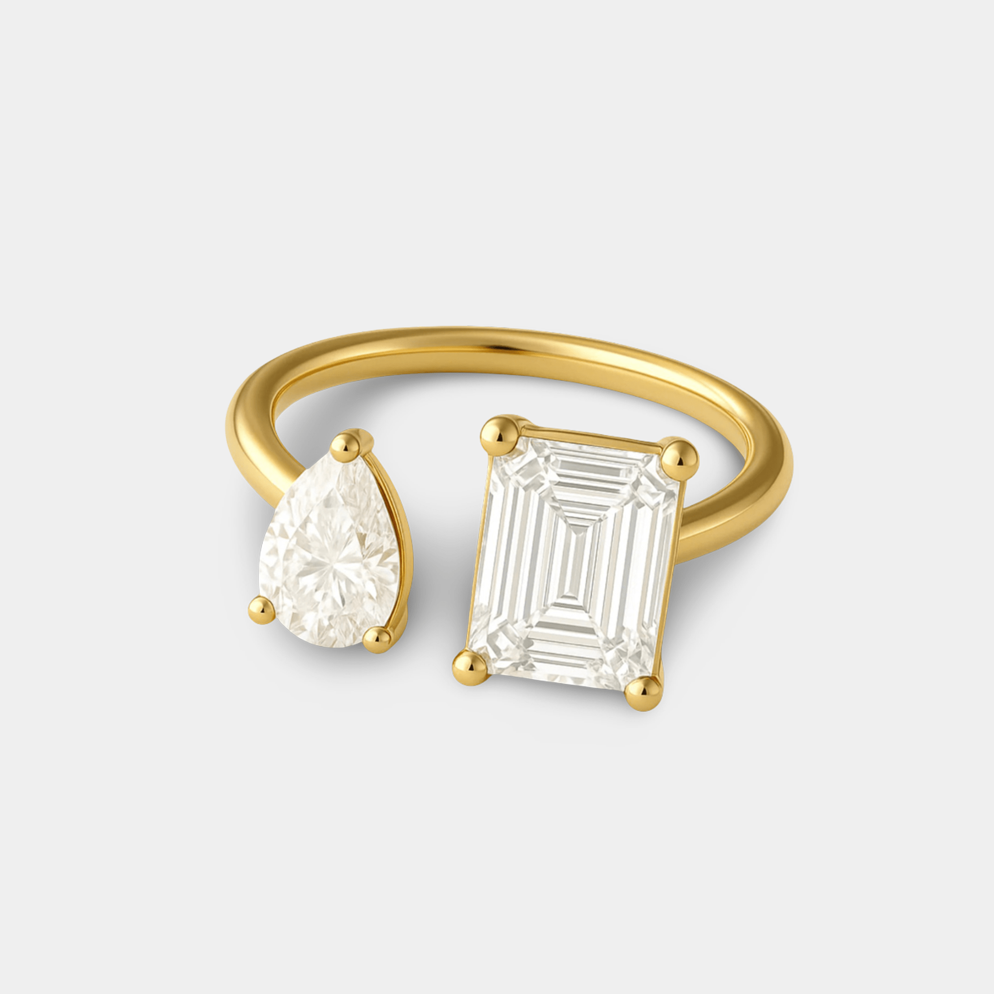 Gold Dual Crystal Ring | Two Crystal Statement Ring | 14K Gold – MH ELEGANCE - MH ELEGANCE - Gold Dual Crystal Ring - MH ELEGANCE -