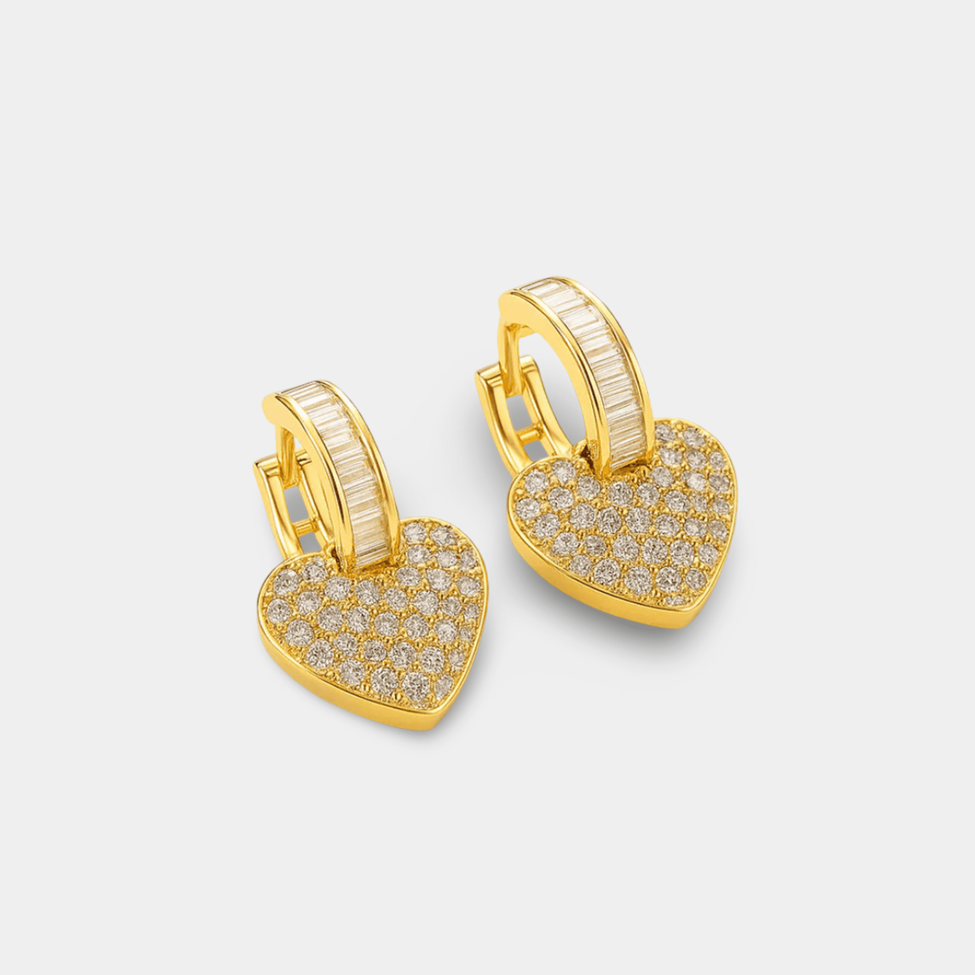 Back view of the hypoallergenic post on a gold heart stud earring.