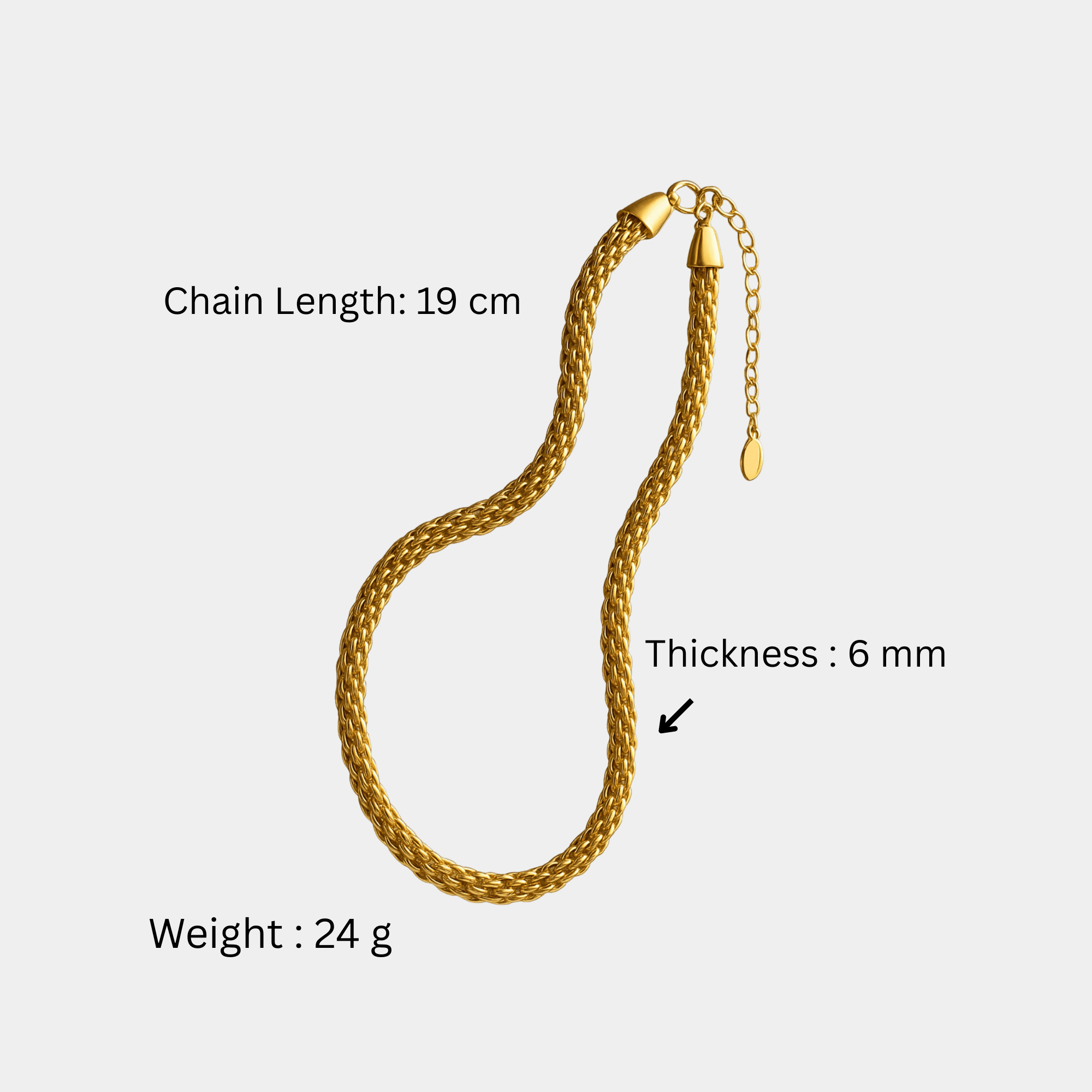 Gold Wheat Chain Necklace | 14K Gold | Classic Italian Chain Design – MH ELEGANCE - MH ELEGANCE - Gold Wheat Chain - MH ELEGANCE - Necklace
