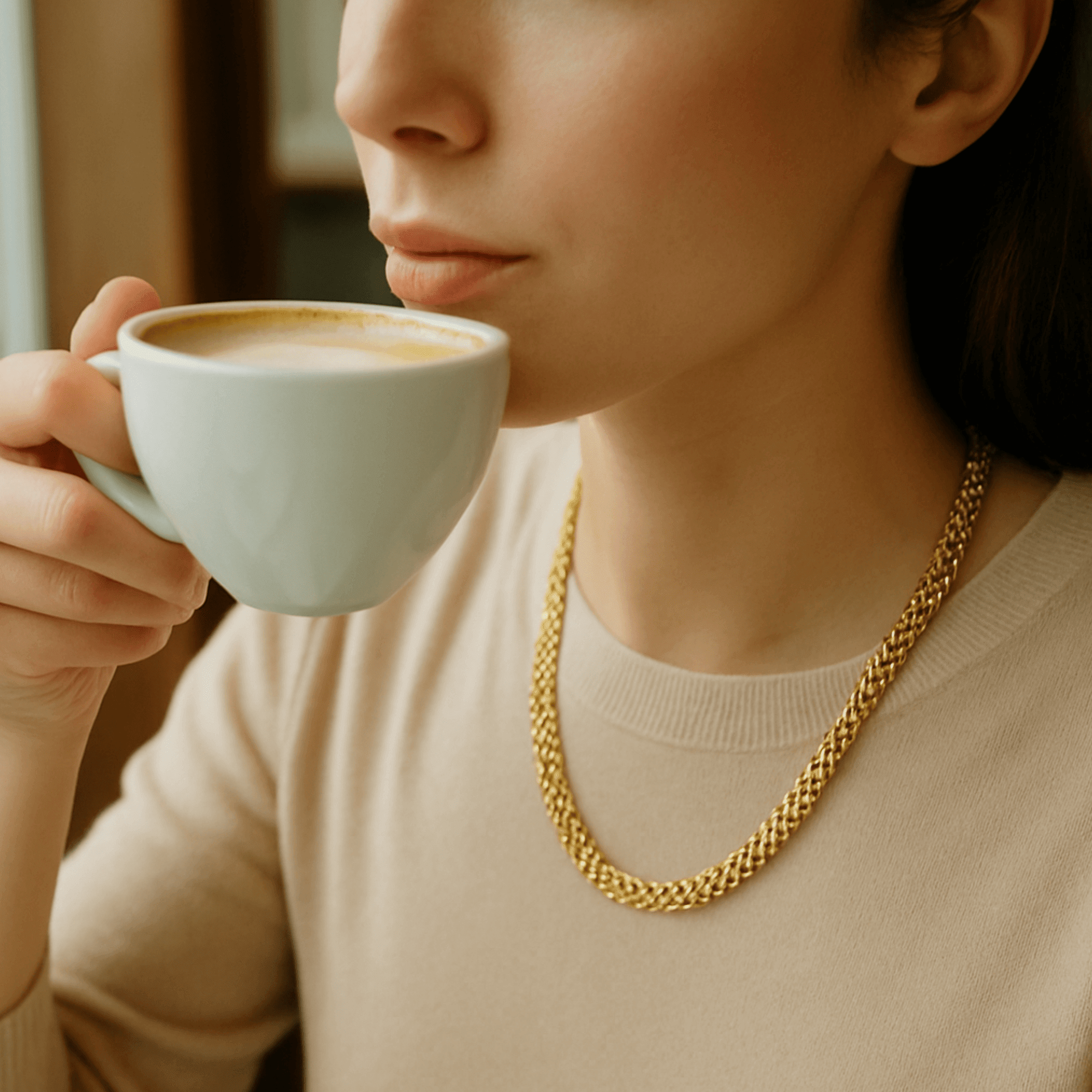 Gold Wheat Chain Necklace | 14K Gold | Classic Italian Chain Design – MH ELEGANCE - MH ELEGANCE - Gold Wheat Chain - MH ELEGANCE - Necklace