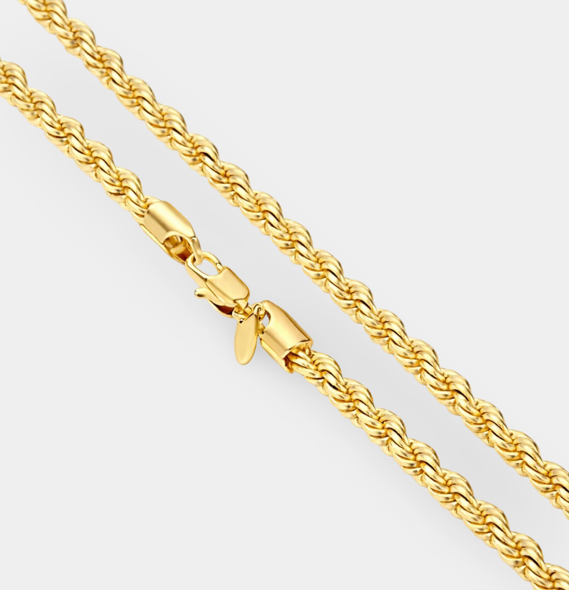 Lobster clasp on the MH Elegance Golden Legacy 24K gold plated rope chain