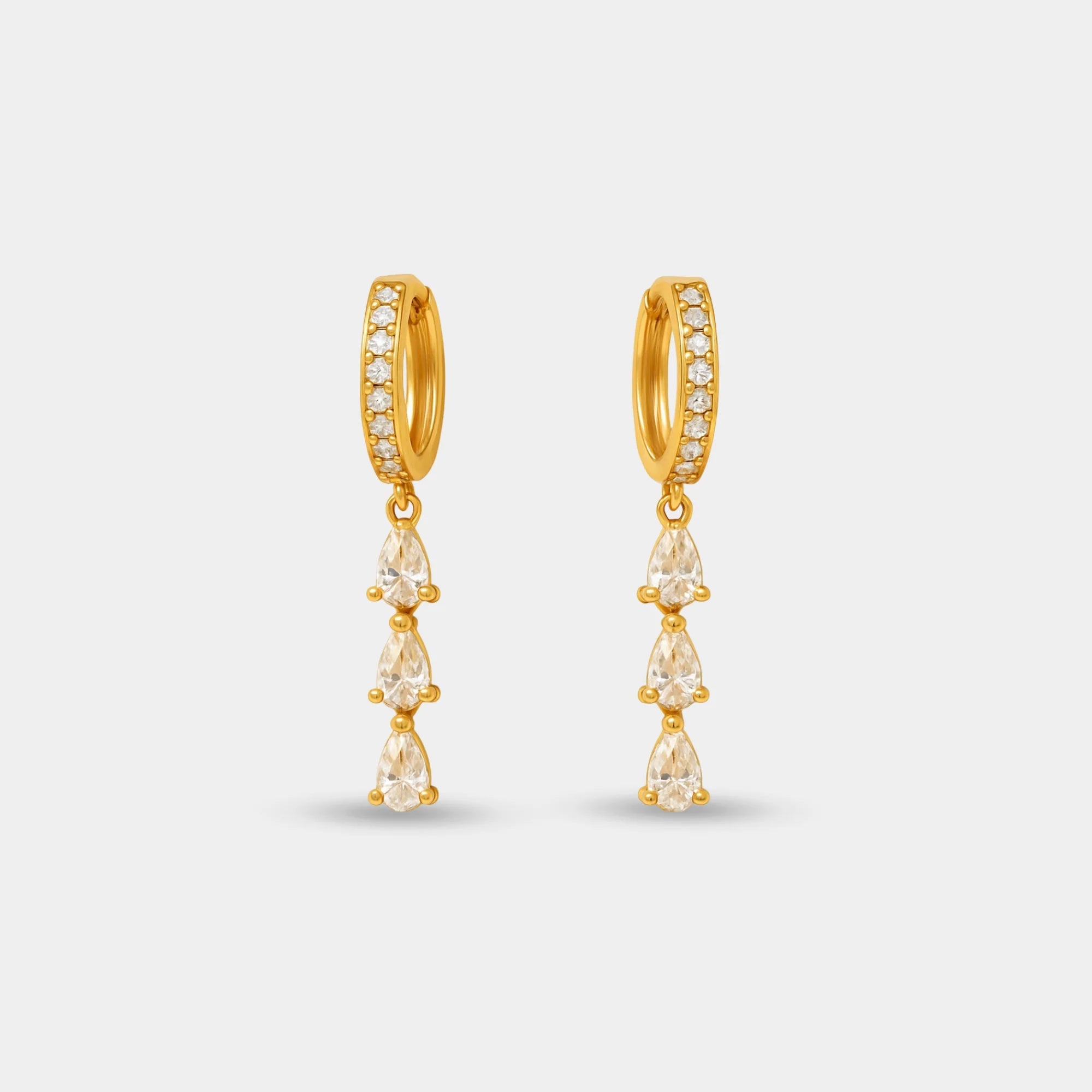 Hinged Huggie Drop Hoop Earring - MH ELEGANCE - Hinged Huggie Drop Hoop Earring -
