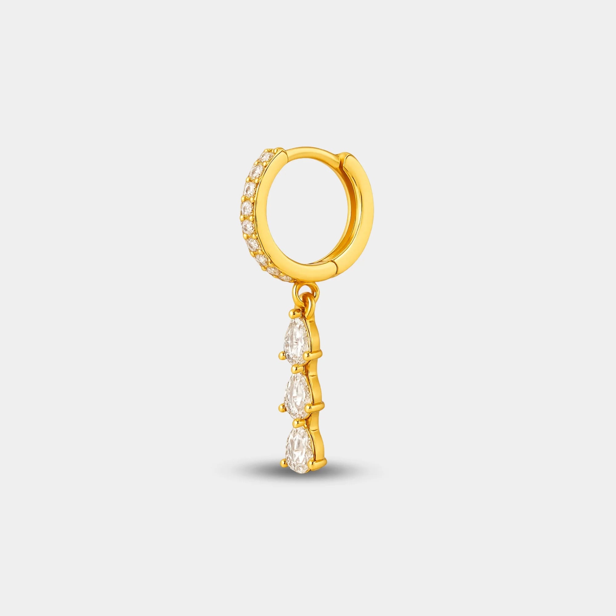 Hinged Huggie Drop Hoop Earring - MH ELEGANCE - Hinged Huggie Drop Hoop Earring -