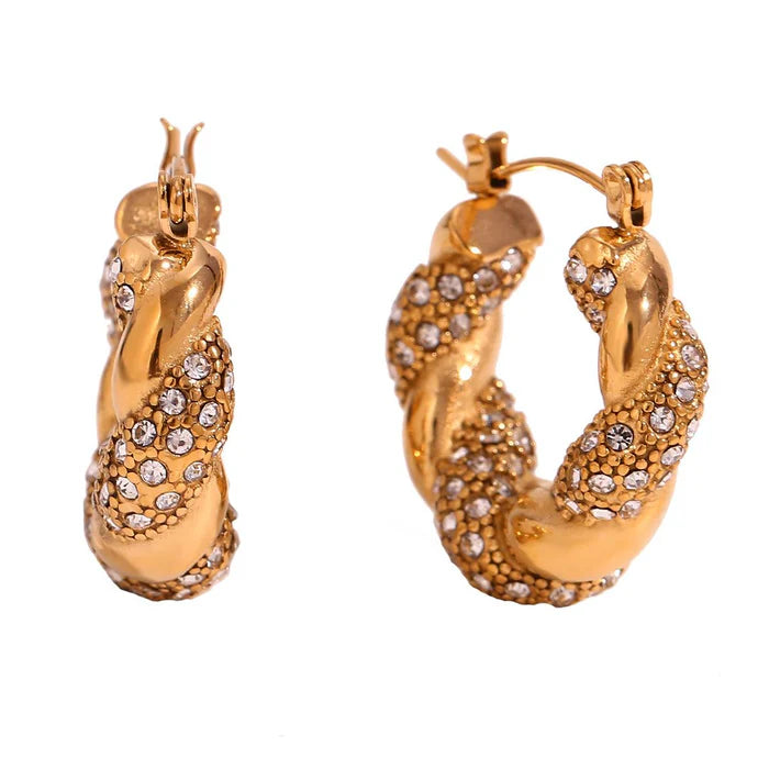 Crystal Twisted Hoops
