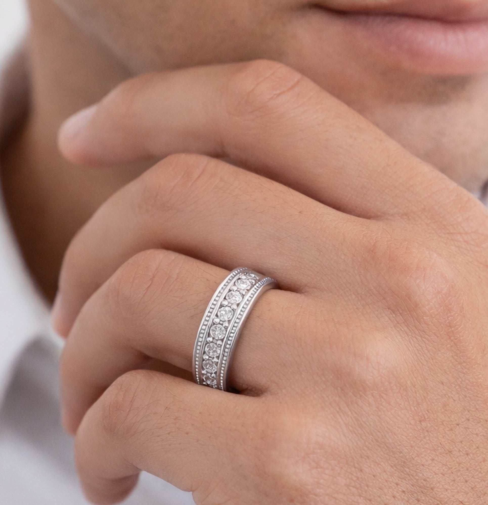 Imperial Radiance Moissanite Band | Premium Diamond Alternative Wedding Ring - MH ELEGANCE - Imperial Radiance Moissanite Band | Premium Diamond Alternative Wedding Ring - Ring