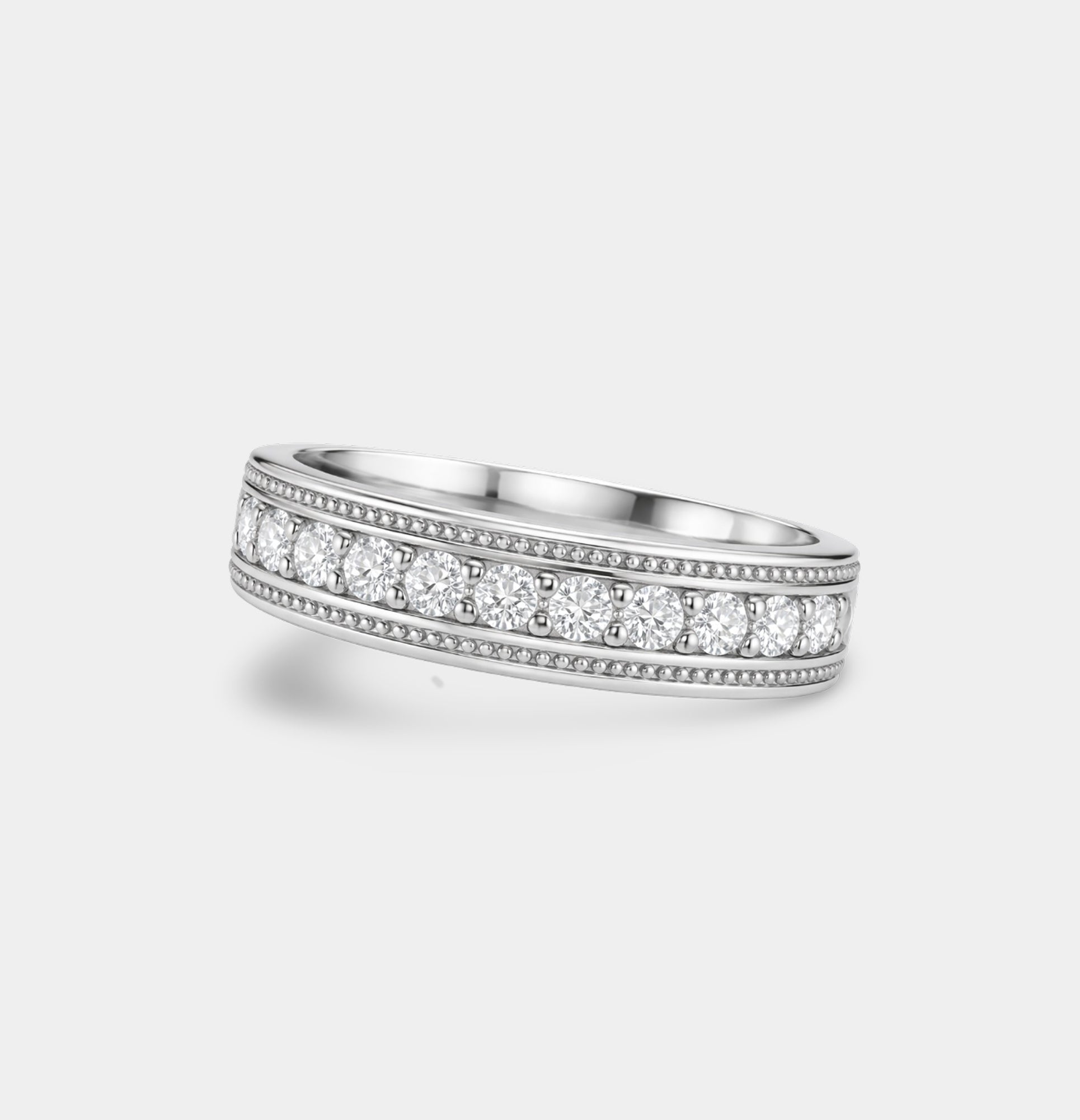 Moissanite diamond alternative ring shown from the side