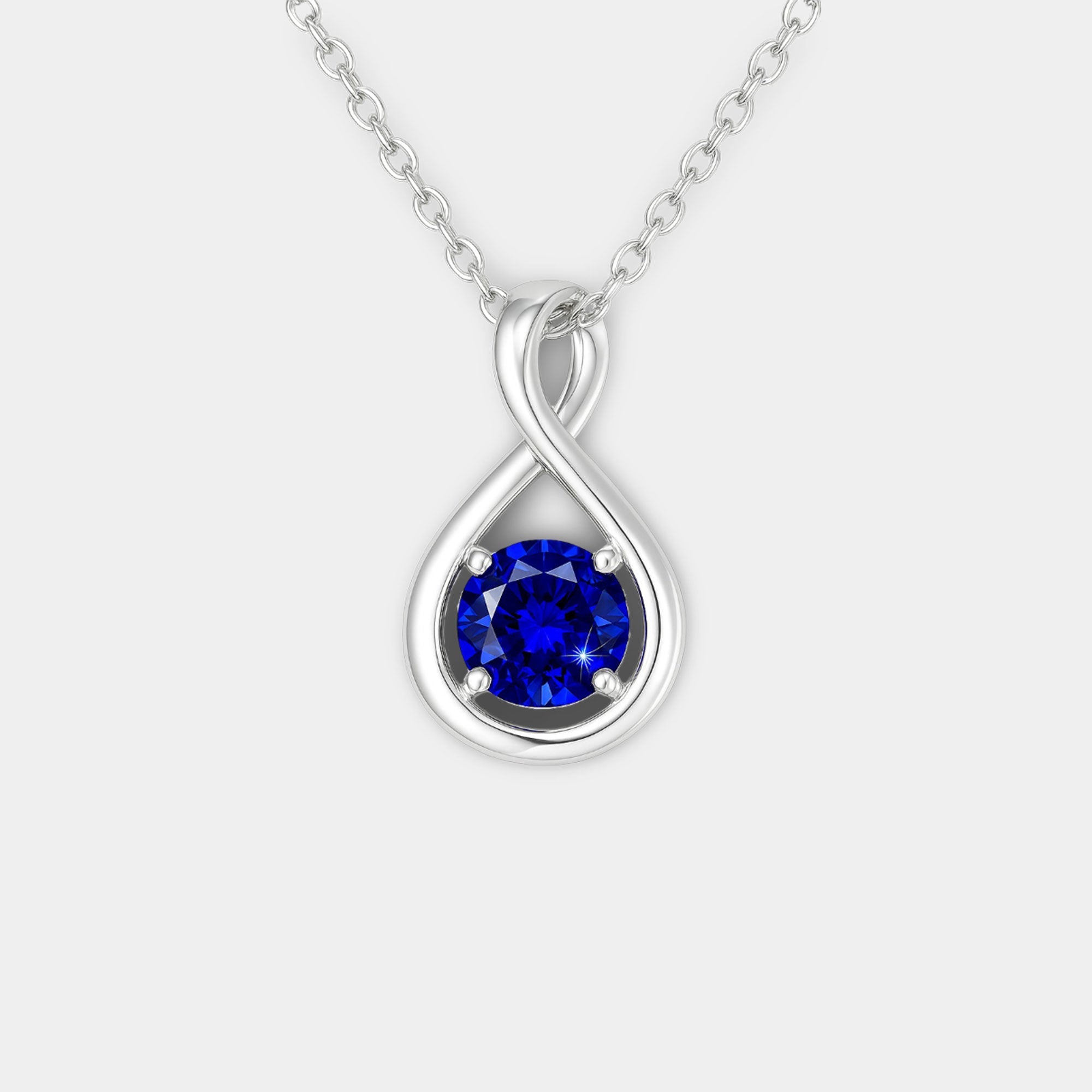 Infinity Created Sapphire Pendant - MH ELEGANCE - Infinity Created Sapphire Pendant - MH ELEGANCE -