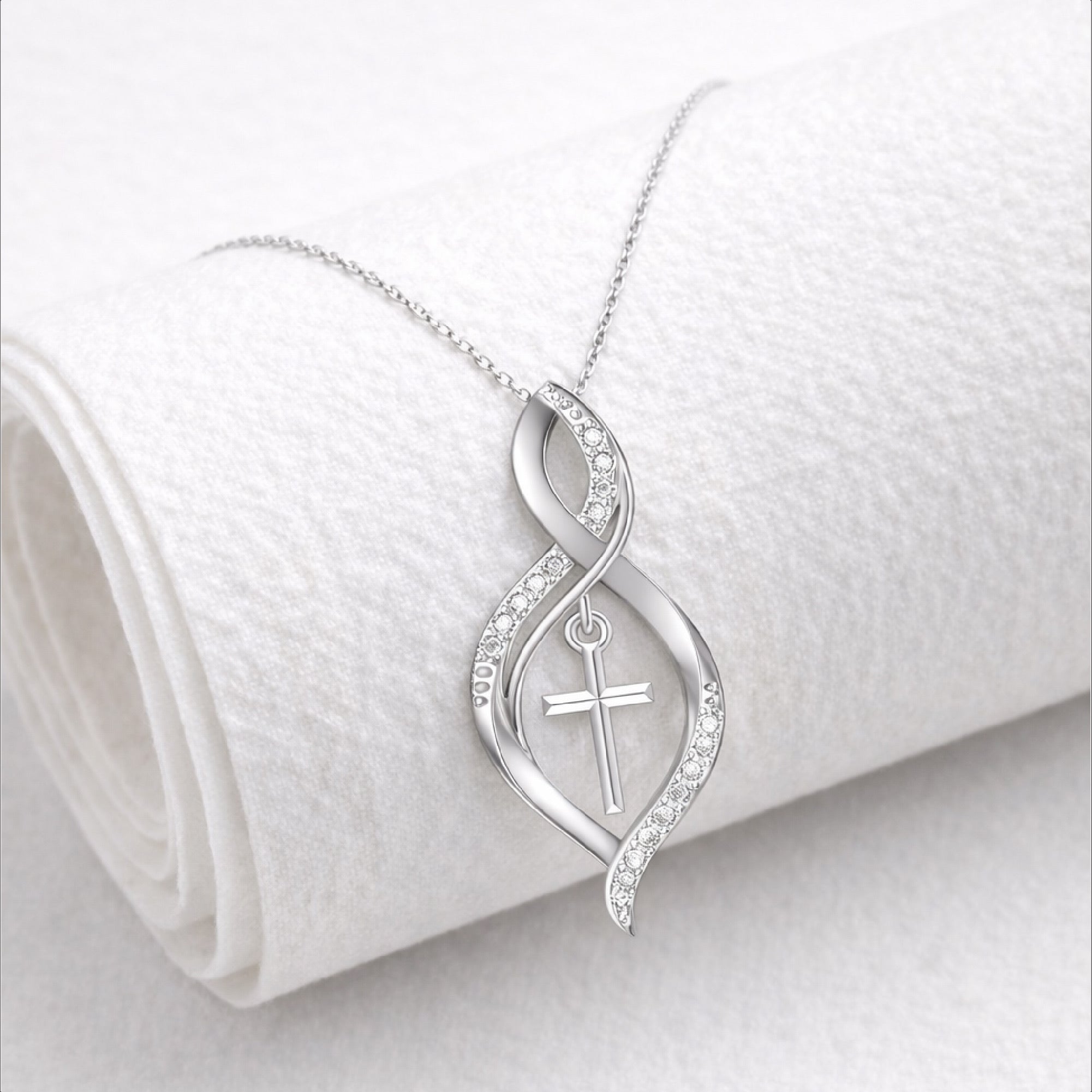 Infinity Diamond Cross Necklace - MH ELEGANCE - Infinity Diamond Cross Necklace - Necklace