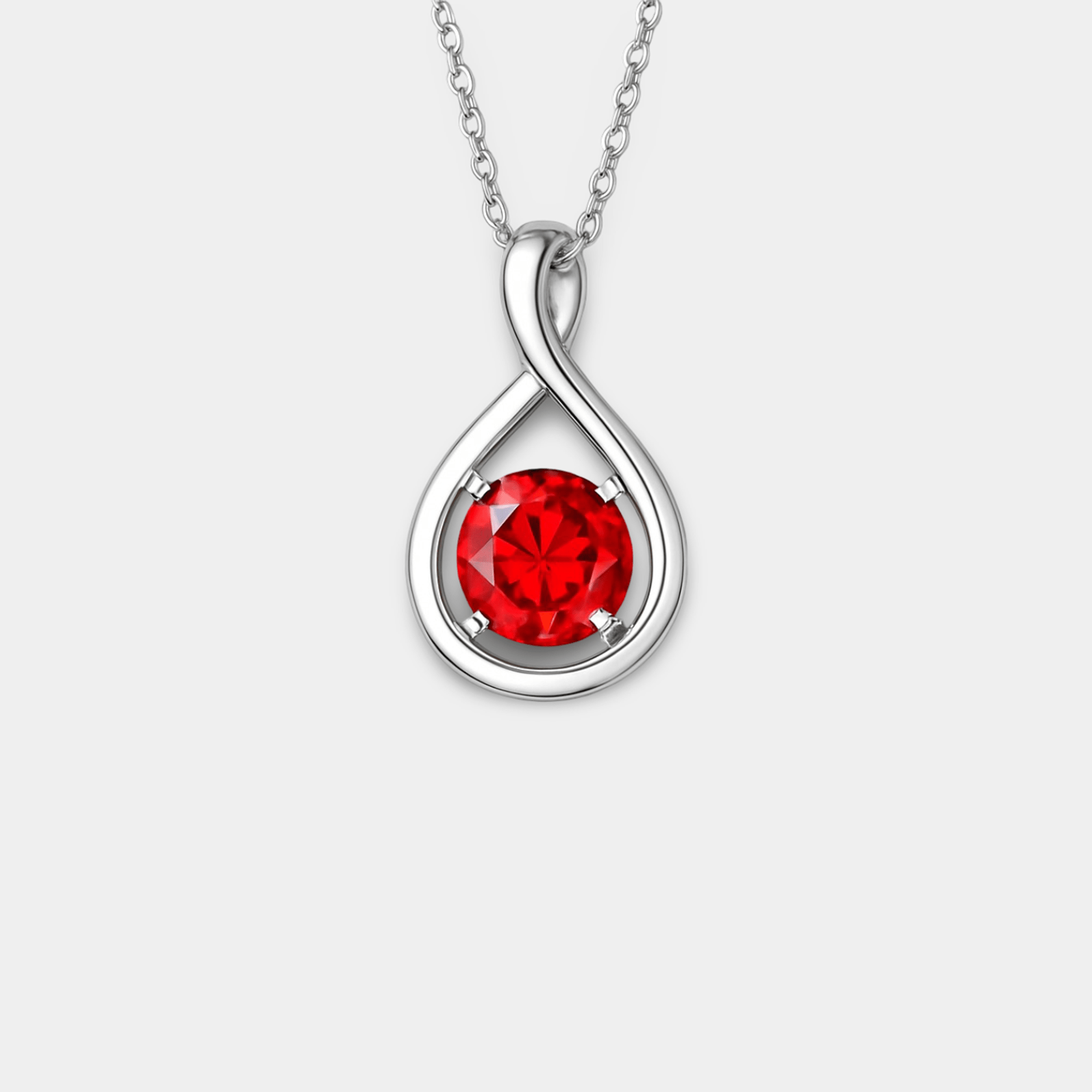 Infinity Pendant Necklace with Ruby - MH ELEGANCE - Infinity Pendant Necklace with Ruby - MH ELEGANCE -