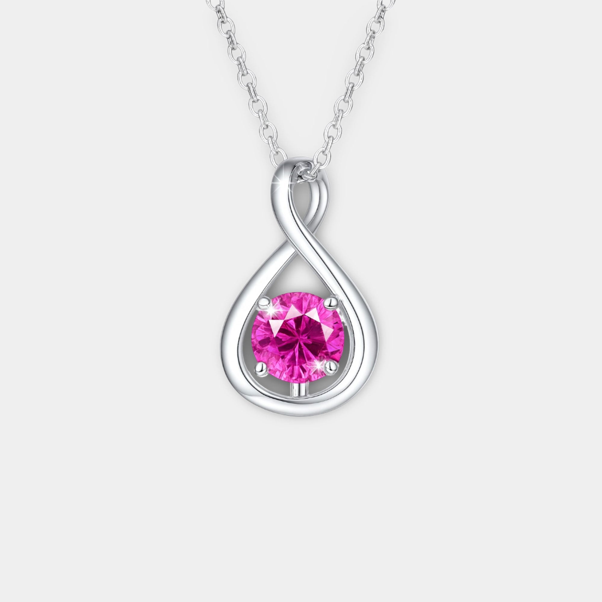 Infinity Pendant with Pink Tourmaline - MH ELEGANCE - Infinity Pendant with Pink Tourmaline - MH ELEGANCE -
