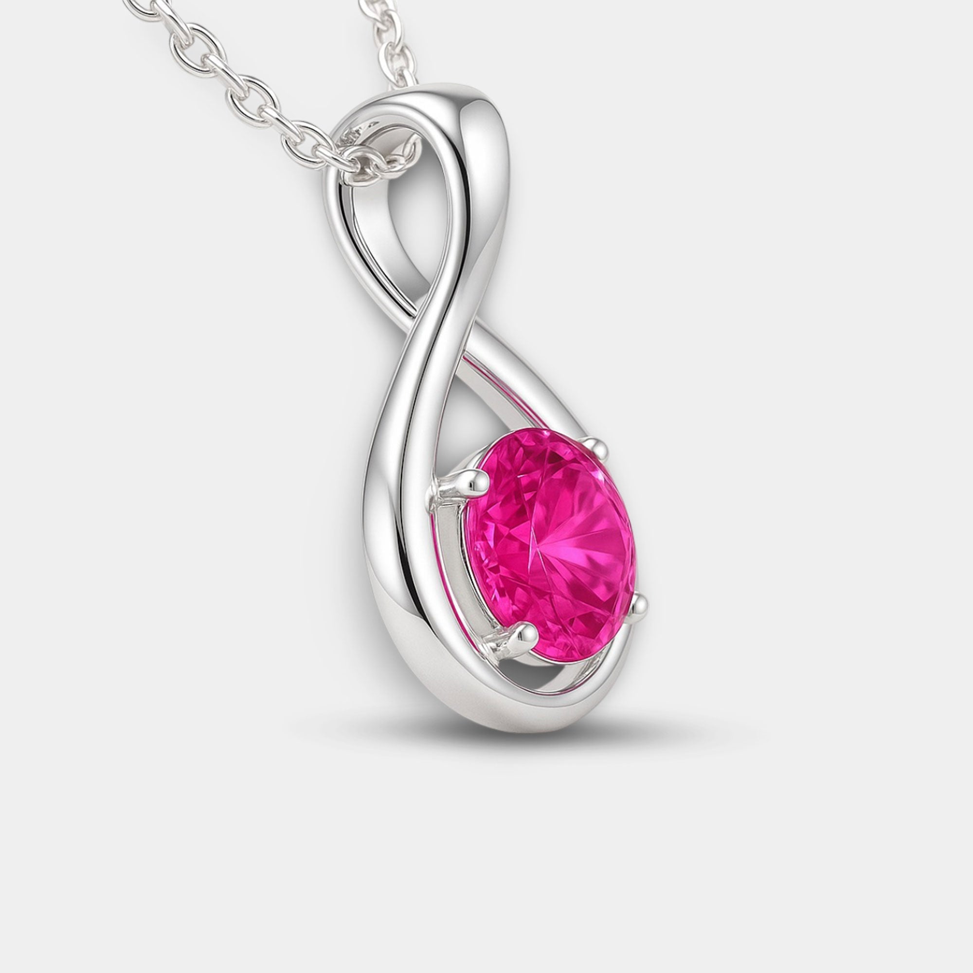 Infinity Pendant with Pink Tourmaline - MH ELEGANCE - Infinity Pendant with Pink Tourmaline - MH ELEGANCE -