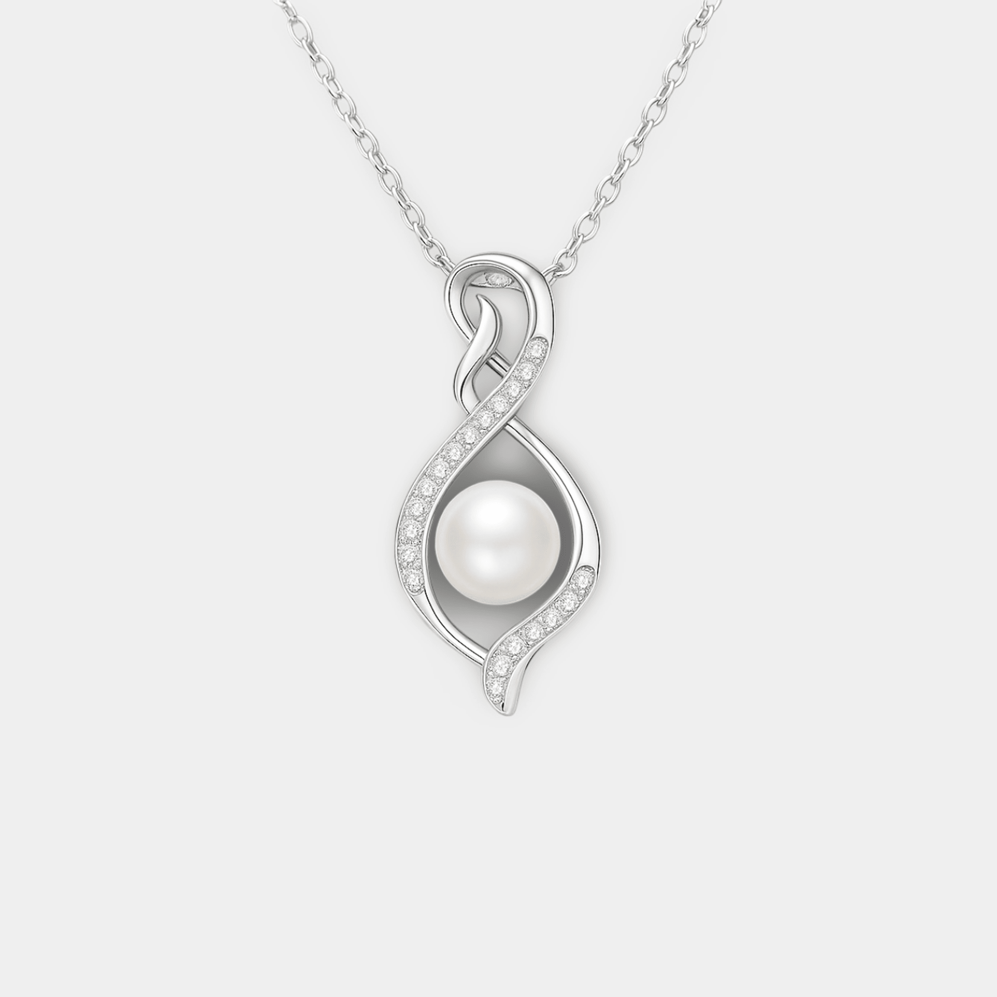June Pearl Infinity Pendant Necklace - MH ELEGANCE - June Pearl Infinity Pendant Necklace - MH ELEGANCE -