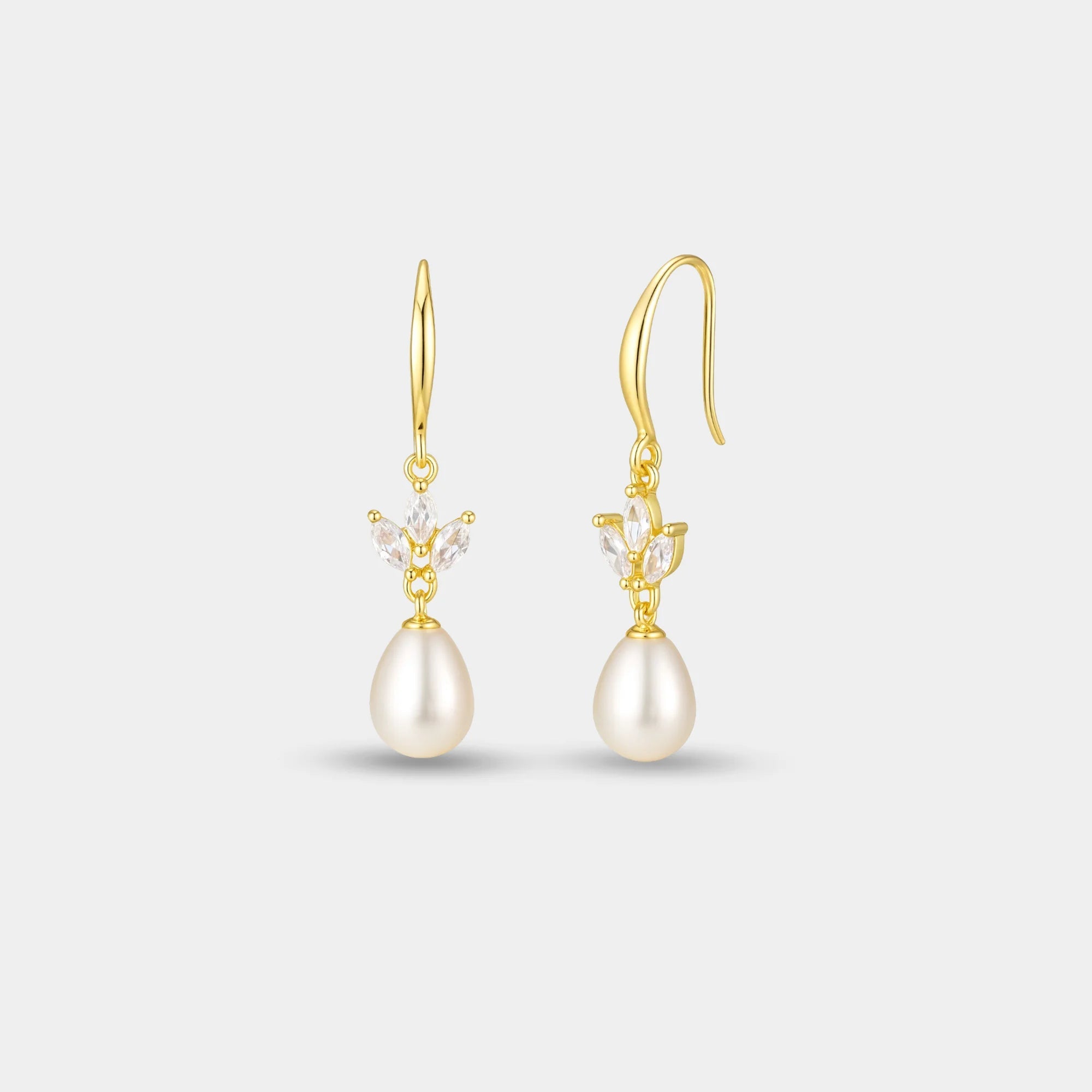 Leaf Pearl Drop Earrings - MH ELEGANCE - Leaf Pearl Drop Earrings -