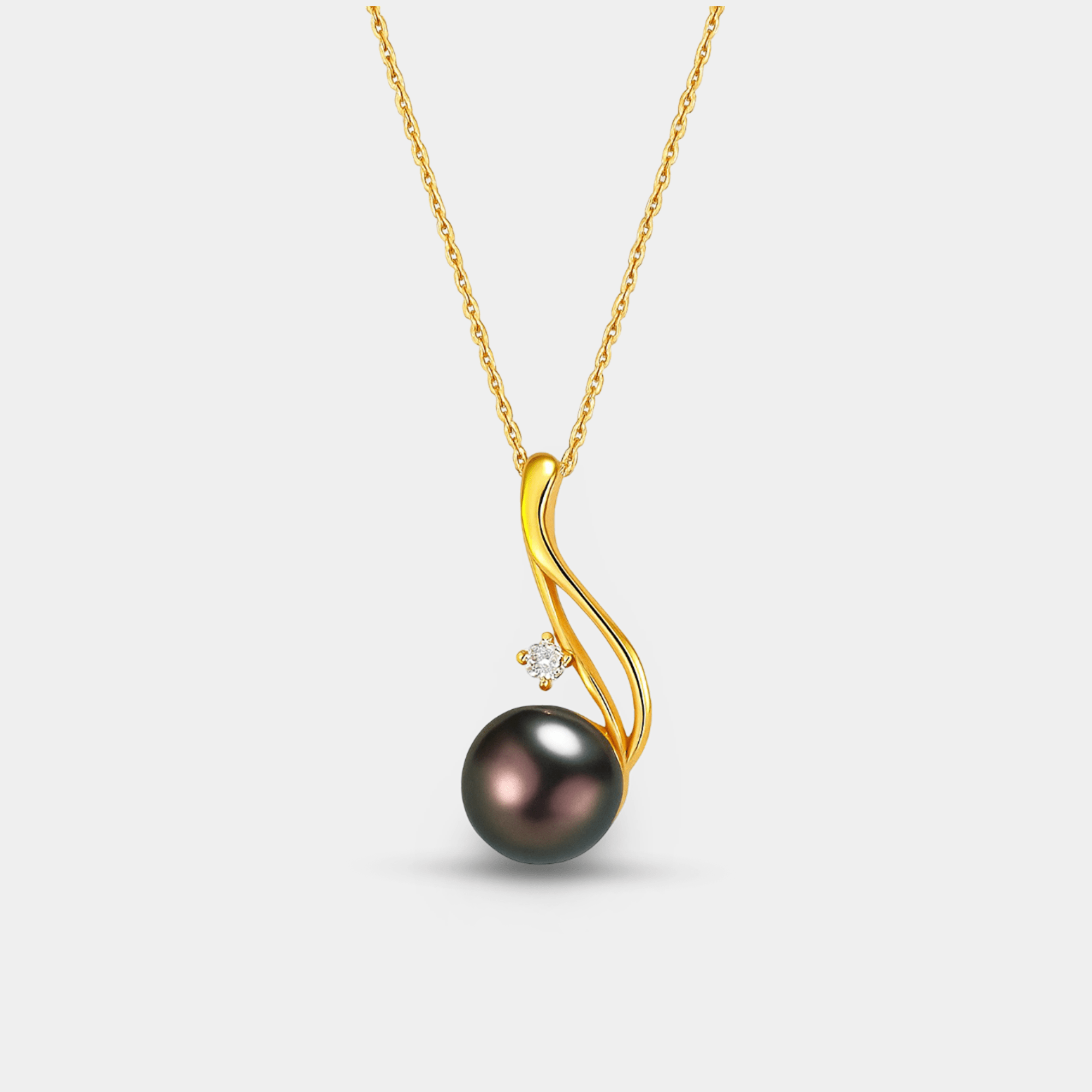 Luna Noir Tahitian Pearl Pendant Necklace - MH ELEGANCE - Luna Noir Tahitian Pearl Pendant Necklace - MH ELEGANCE -