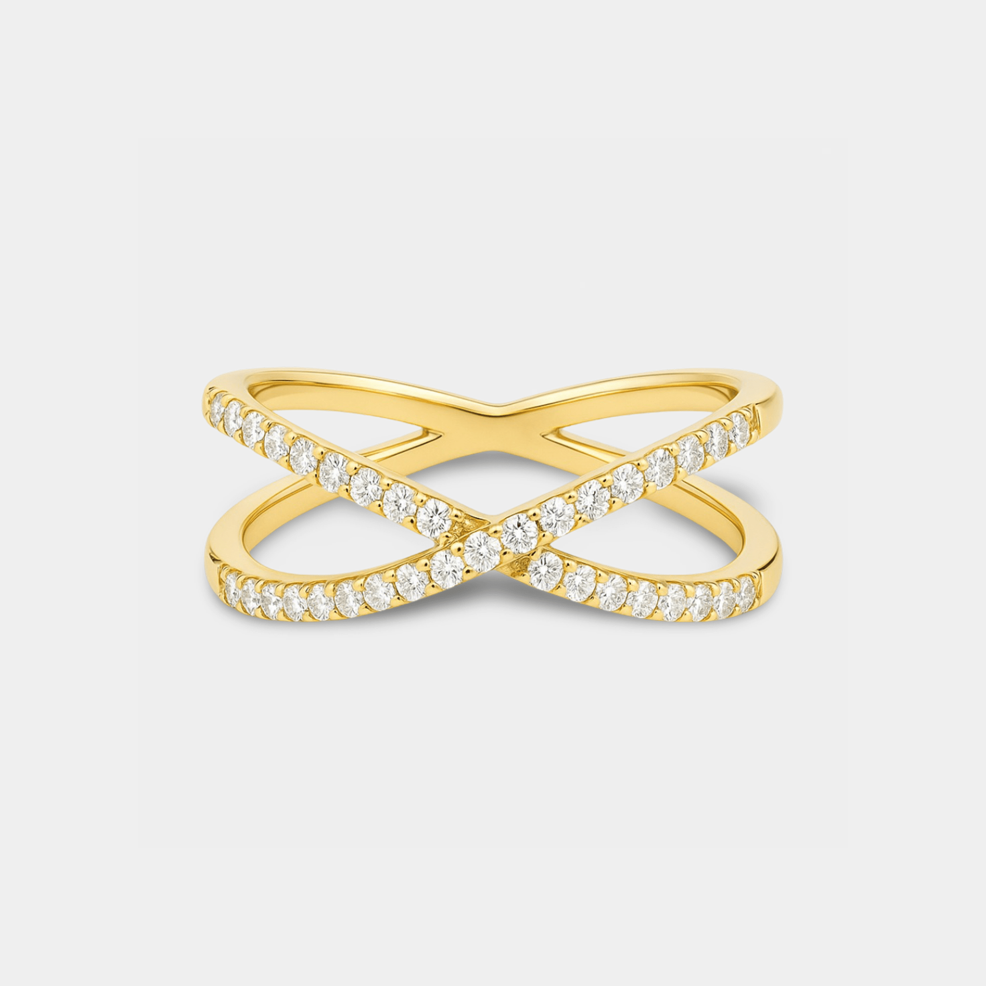Margot Gold Pavé Criss Cross Ring - MH ELEGANCE - Margot Gold Pavé Criss Cross Ring -