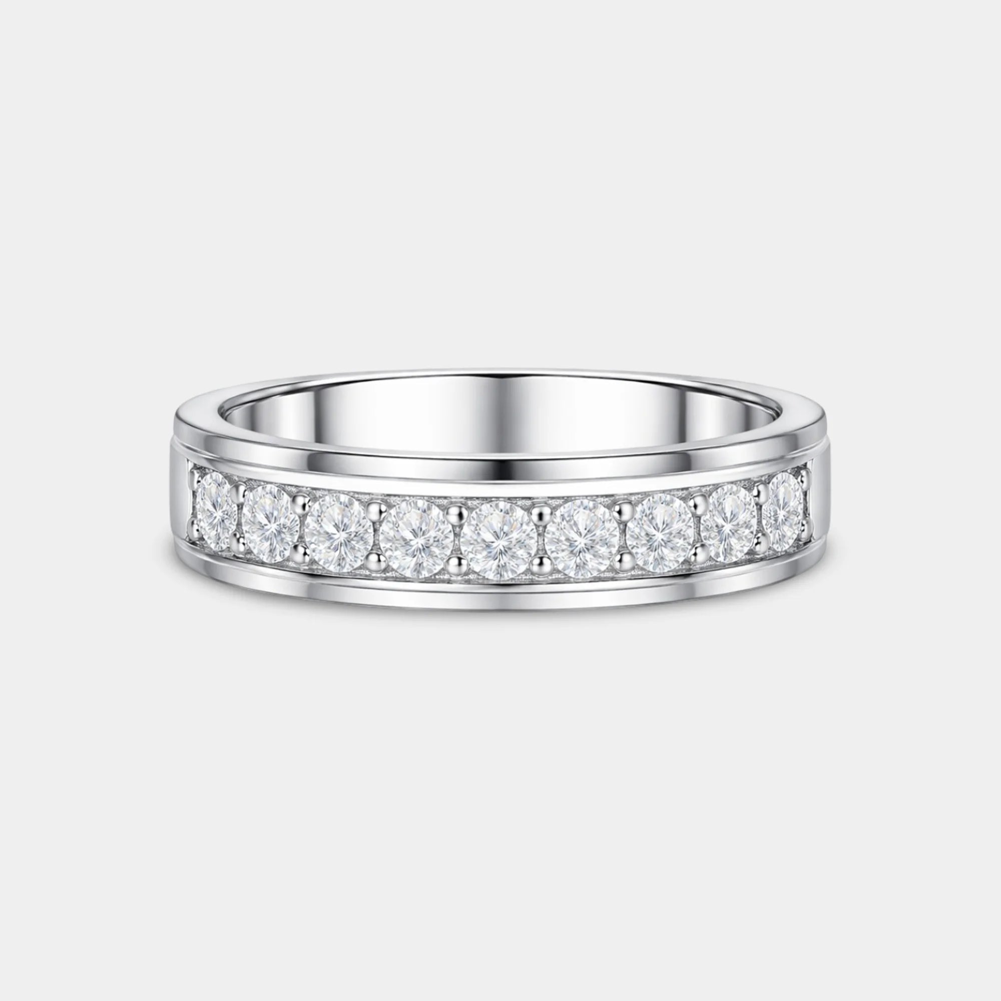 Men's Round Cut Moissanite Band | Premium Diamond Alternative Wedding Ring - MH ELEGANCE - Men's Round Cut Moissanite Band | Premium Diamond Alternative Wedding Ring -