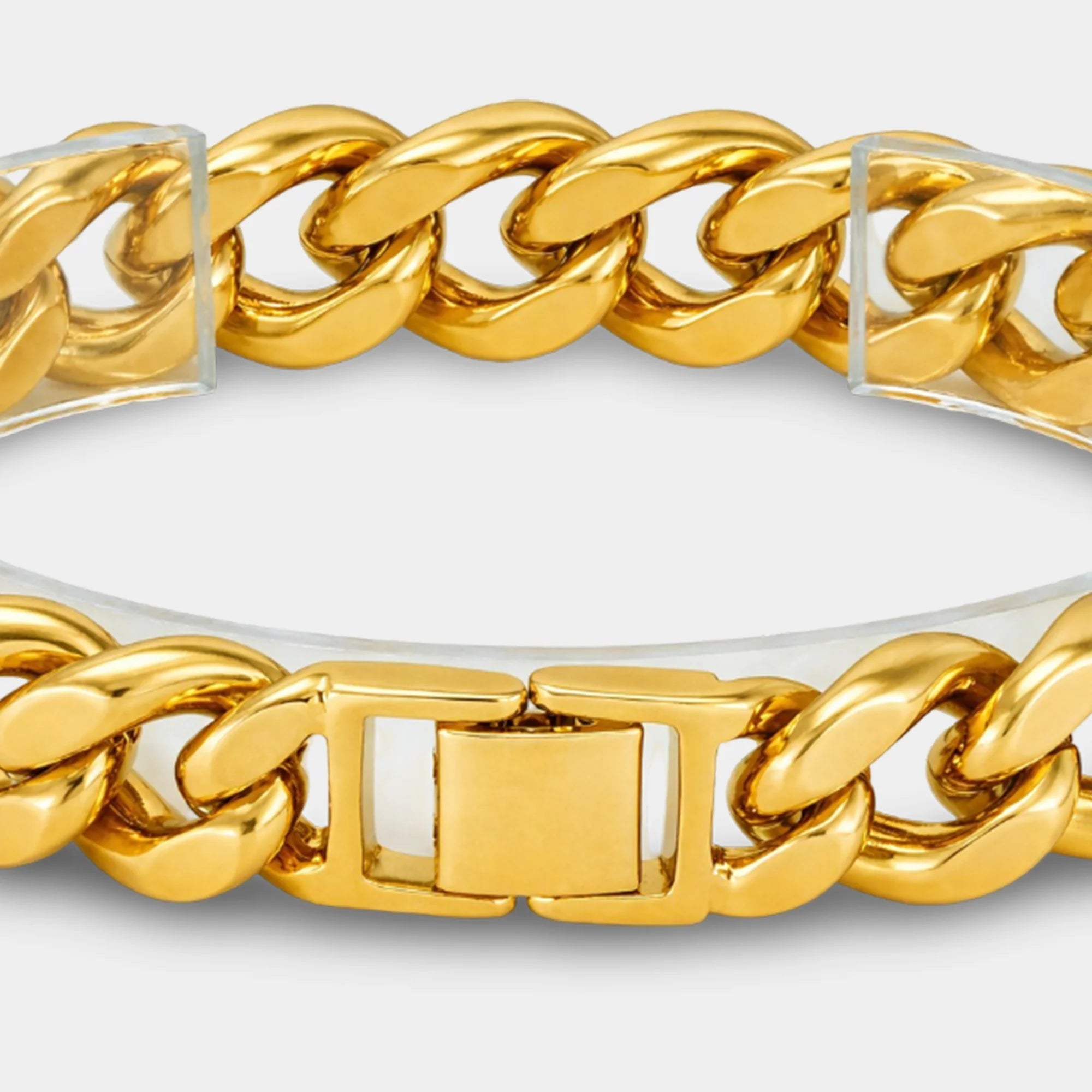 Miami Curb Cuban Link Chain Bracelet | 15mm Gold Plated Bold Statement Jewelry - MH ELEGANCE - Miami Curb Cuban Link Chain Bracelet | 15mm Gold Plated Bold Statement Jewelry -