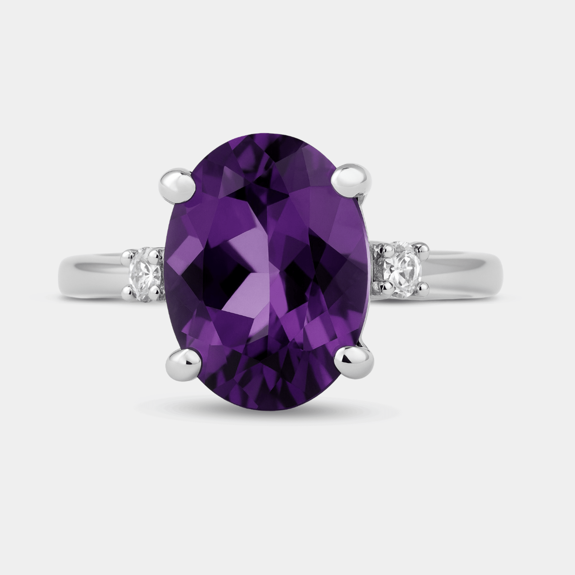 Mira Amethyst 3-Stone Ring - MH ELEGANCE - Mira Amethyst 3-Stone Ring - MH ELEGANCE -