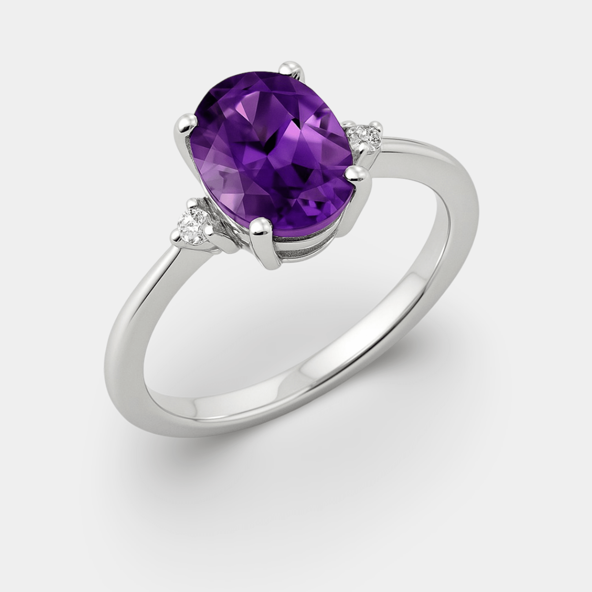 Mira Amethyst 3-Stone Ring - MH ELEGANCE - Mira Amethyst 3-Stone Ring - MH ELEGANCE -