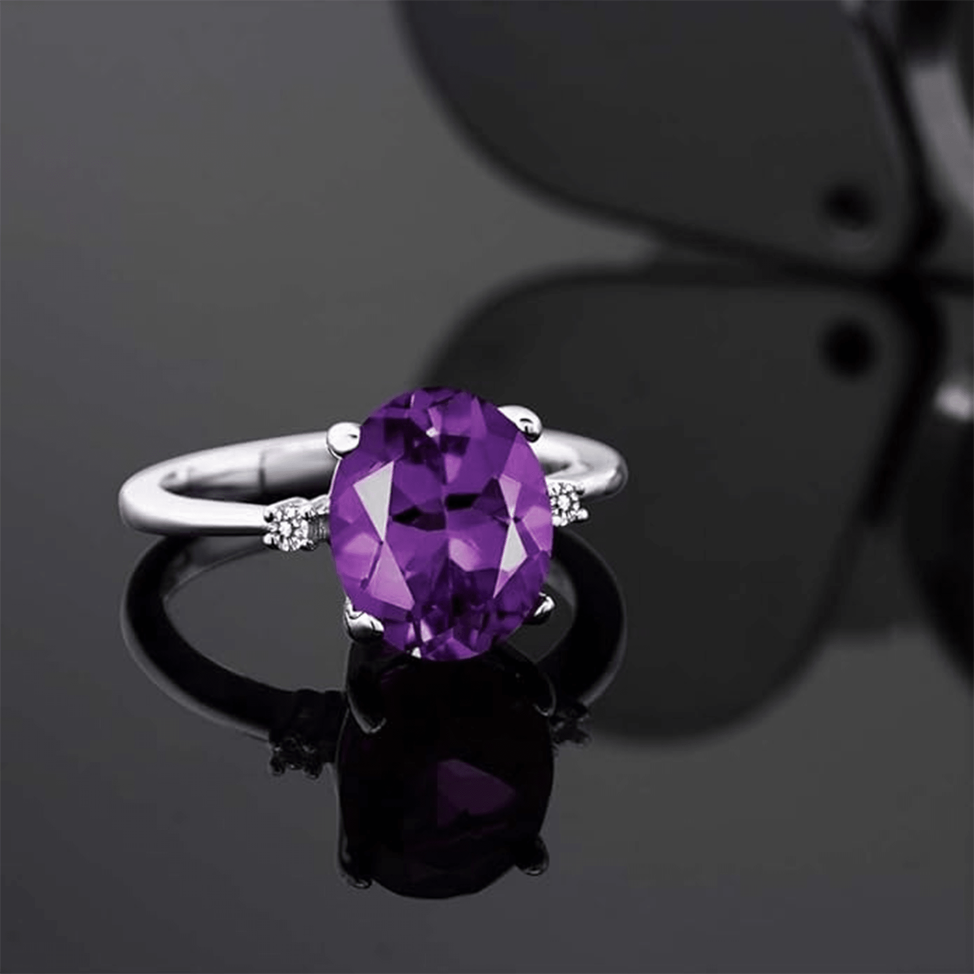 Mira Amethyst 3-Stone Ring - MH ELEGANCE - Mira Amethyst 3-Stone Ring - MH ELEGANCE -