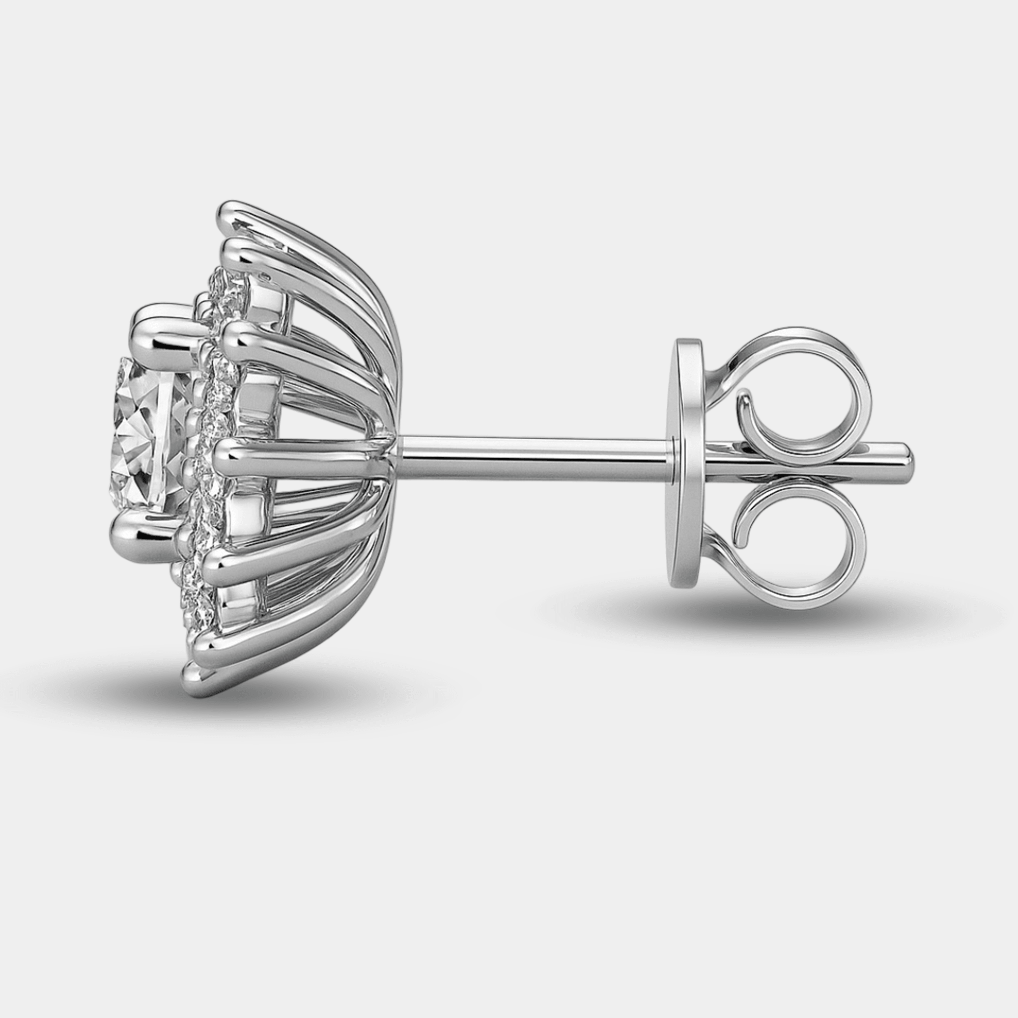 Moissanite Halo Stud Earrings - MH ELEGANCE - Moissanite Halo Stud Earrings - MH ELEGANCE -