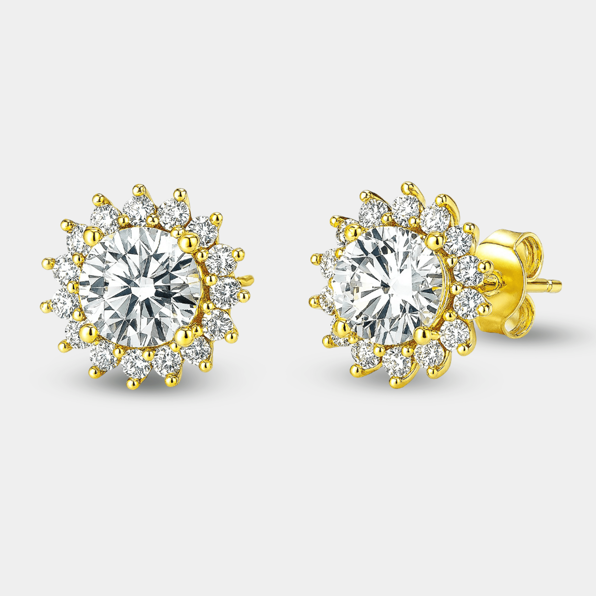 Moissanite Halo Stud Earrings - MH ELEGANCE - Moissanite Halo Stud Earrings - MH ELEGANCE -