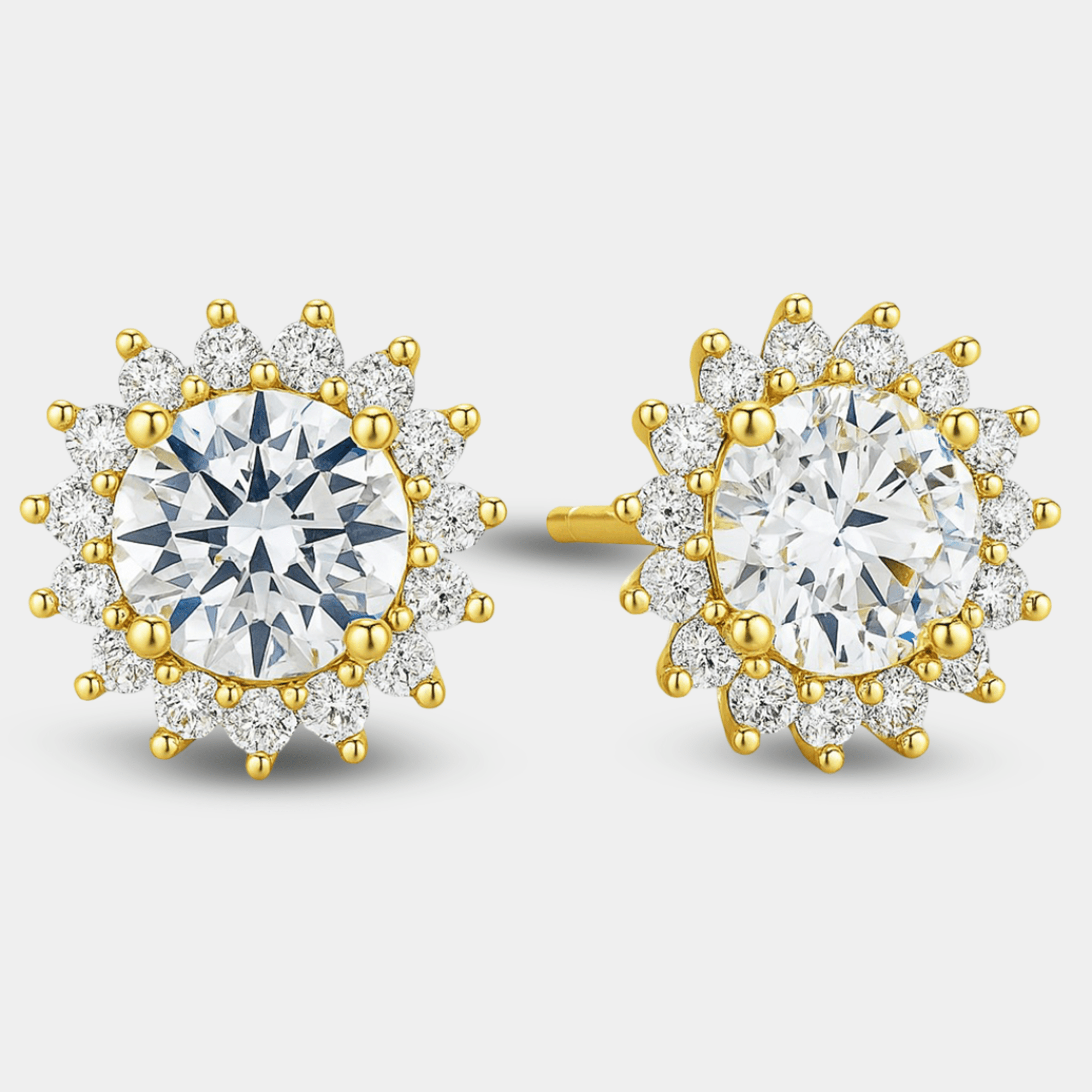Moissanite Halo Stud Earrings - MH ELEGANCE - Moissanite Halo Stud Earrings - MH ELEGANCE -